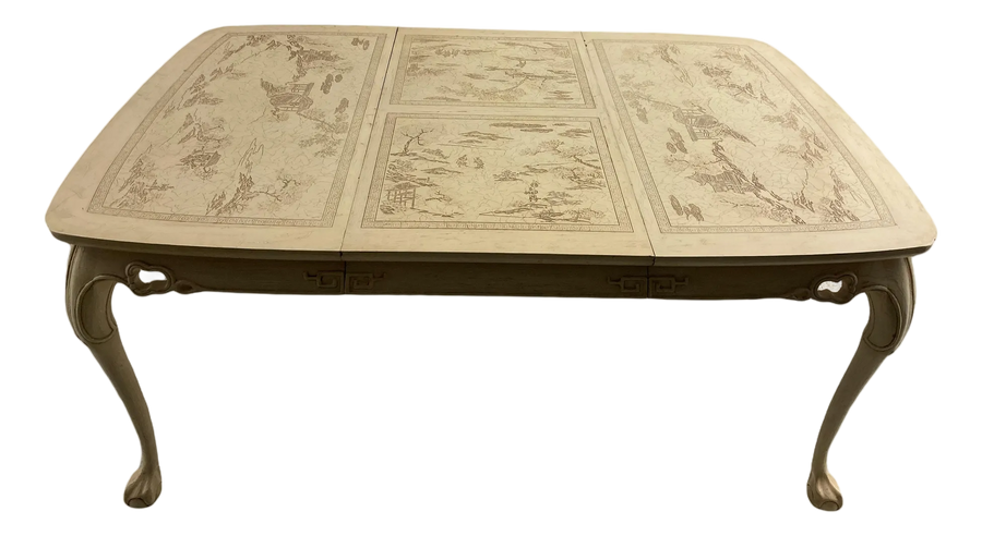 Mid-20th Century Chinoiserie Oval Dining Table by Ming Treasures for Drexel Heritage in Ivory Lacquer