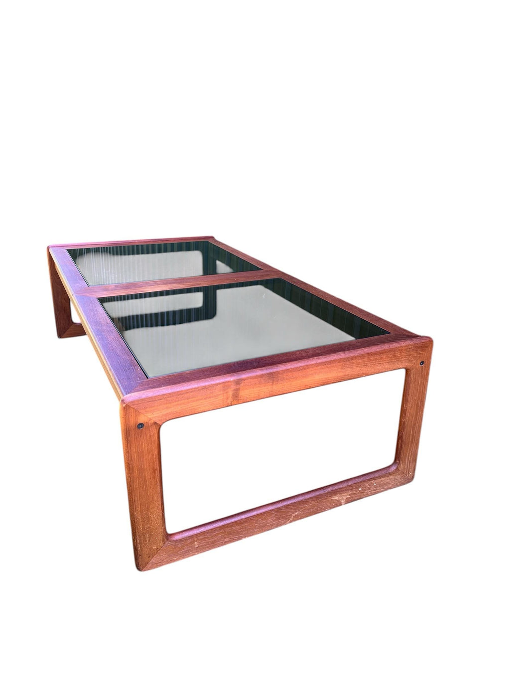 Mid-20th Century Double Paned Smoke Glass and Teak Coffee Table by Komfort Designs