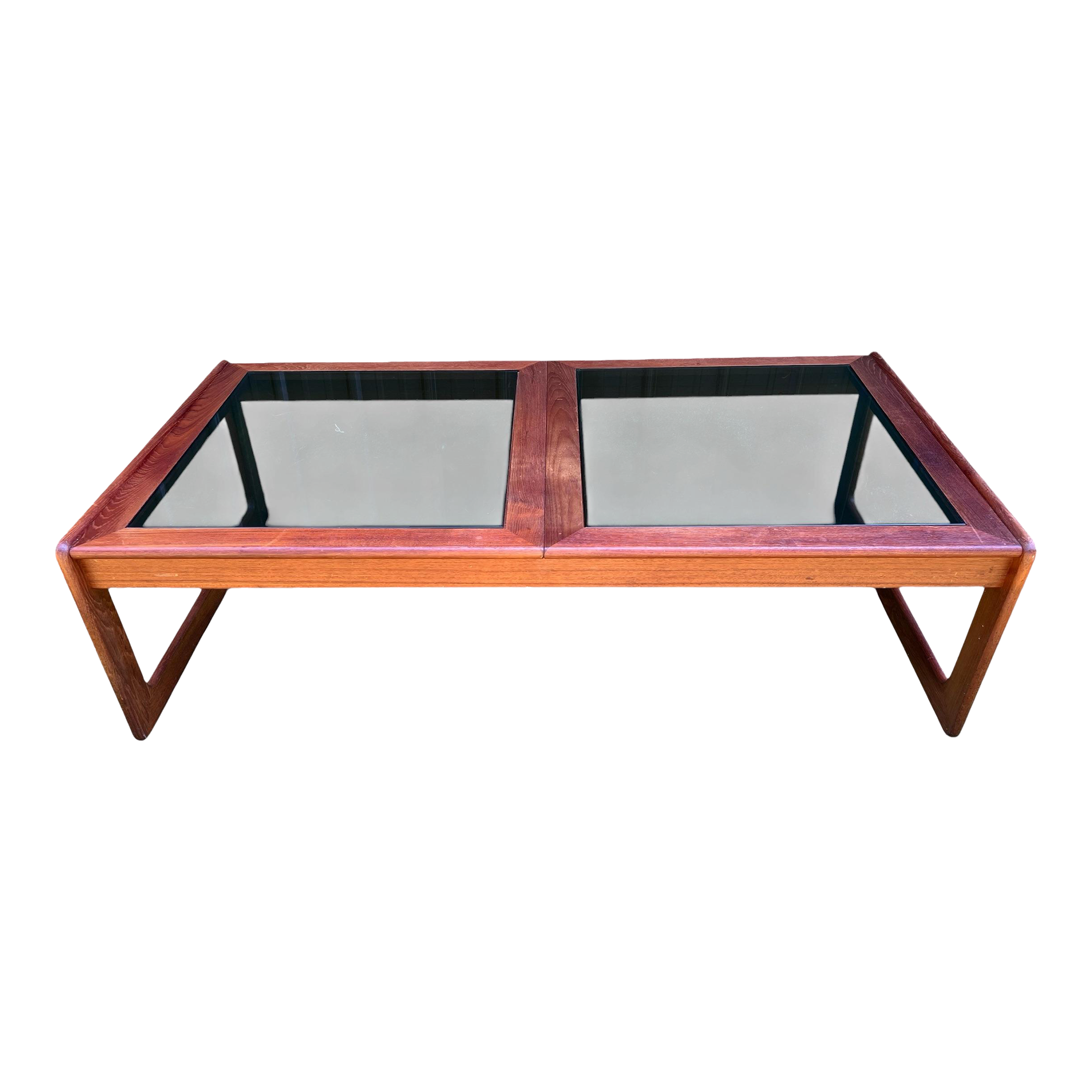 Mid-20th Century Double Paned Smoke Glass and Teak Coffee Table by Komfort Designs