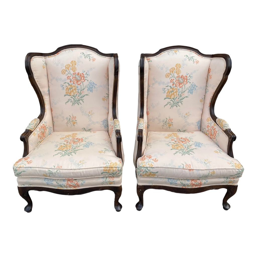 Mid 20th Century Ethan Allen Wingback Chairs - Set of 2
