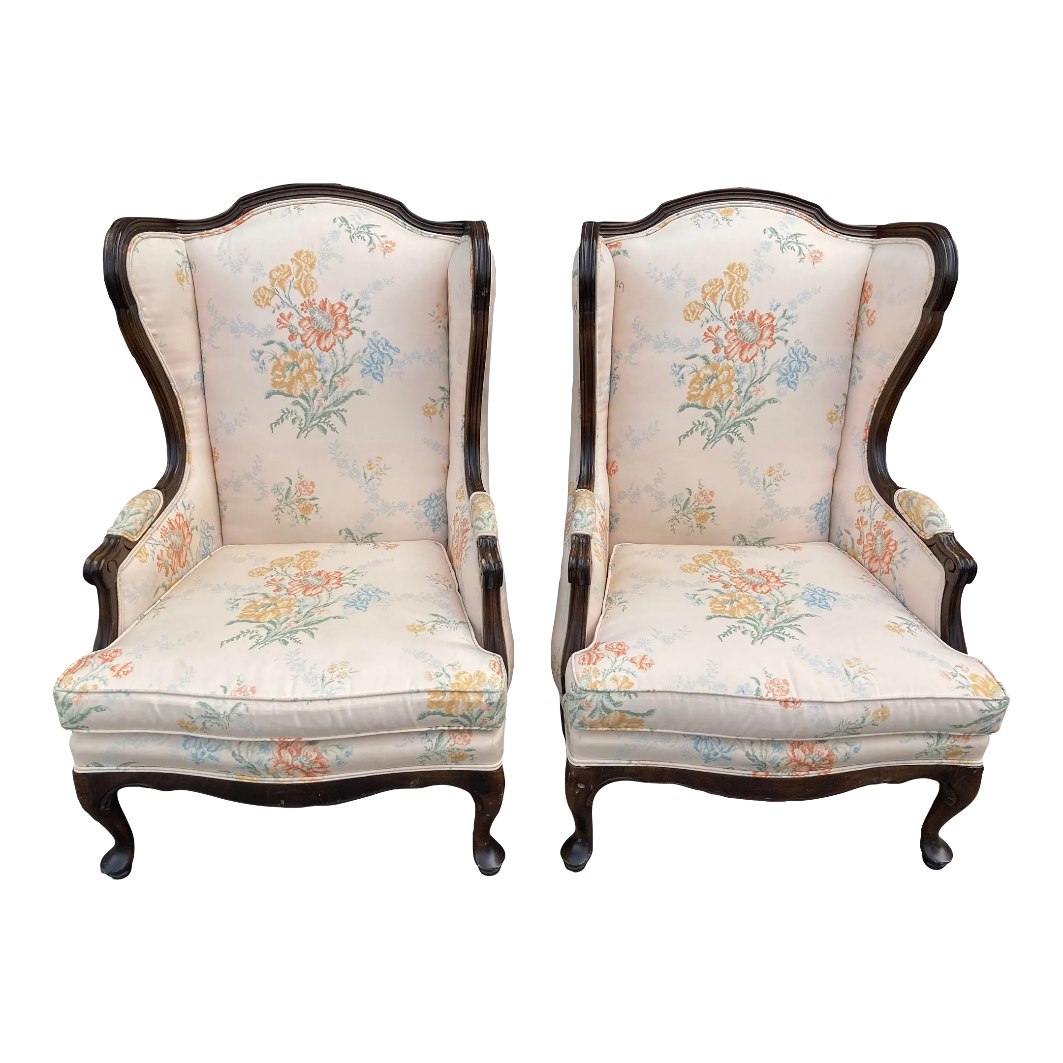 Mid 20th Century Ethan Allen Wingback Chairs - Set of 2