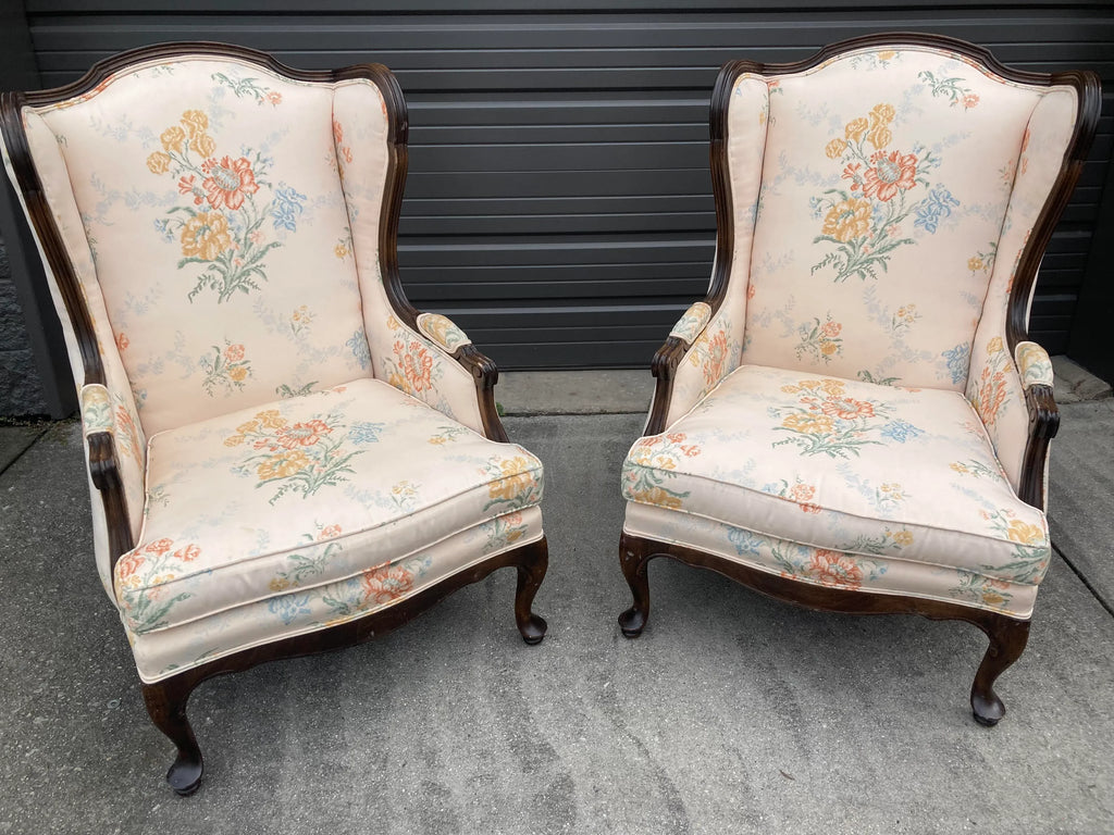 Mid 20th Century Ethan Allen Wingback Chairs - Set of 2