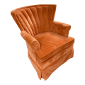 Mid-20th Century Fan Back Windsor Club Chair in Original Salmon Velour Upholstery