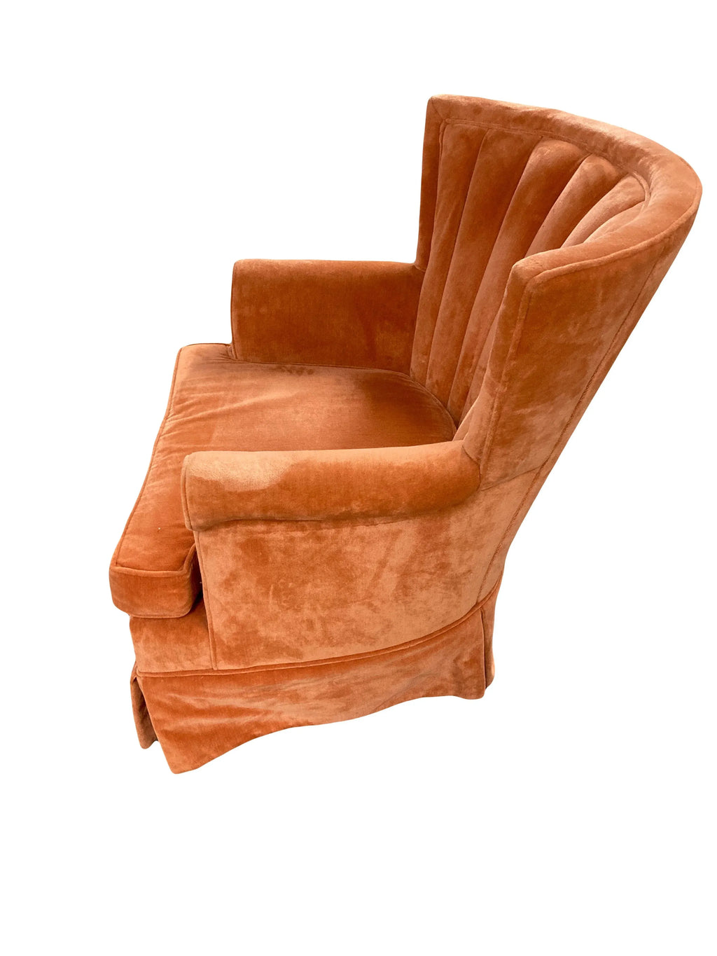 Mid-20th Century Fan Back Windsor Club Chair in Original Salmon Velour Upholstery