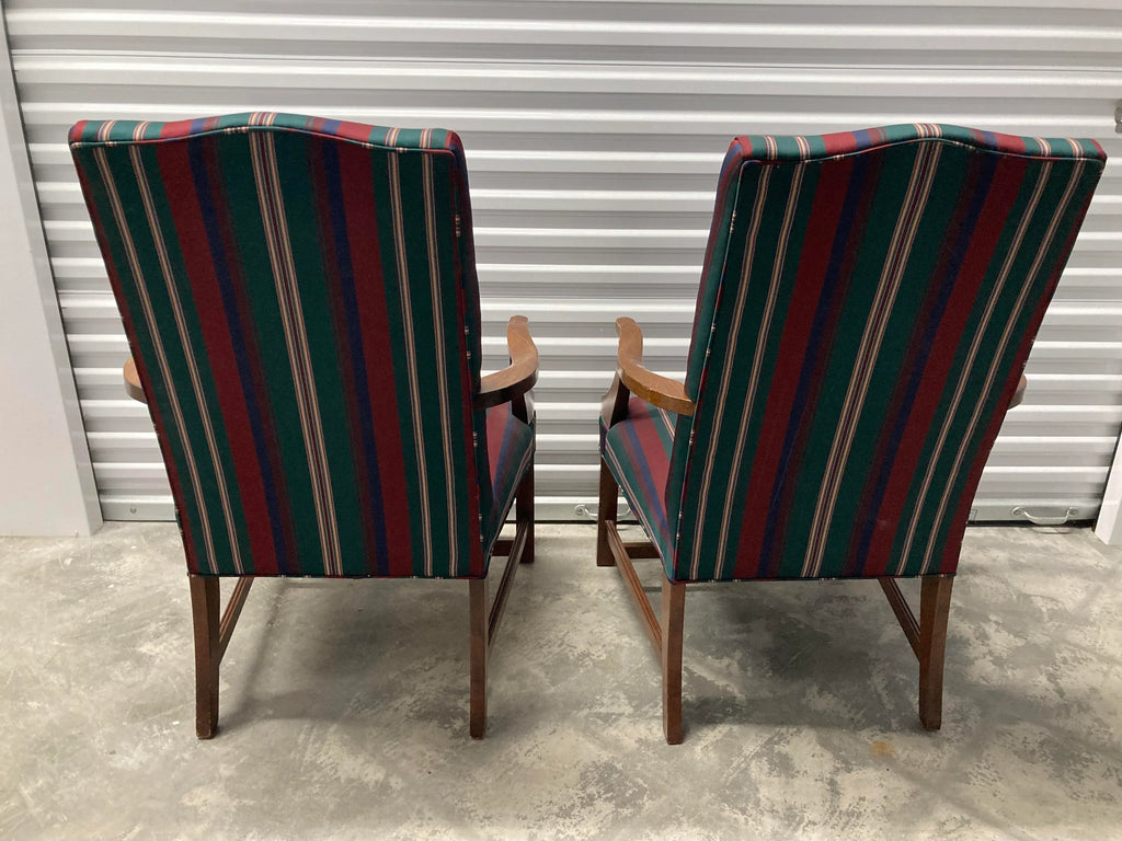 Mid 20th Century Hepplewhite Style Lolling or Library Chairs by Hickory Chair Company - a Pair
