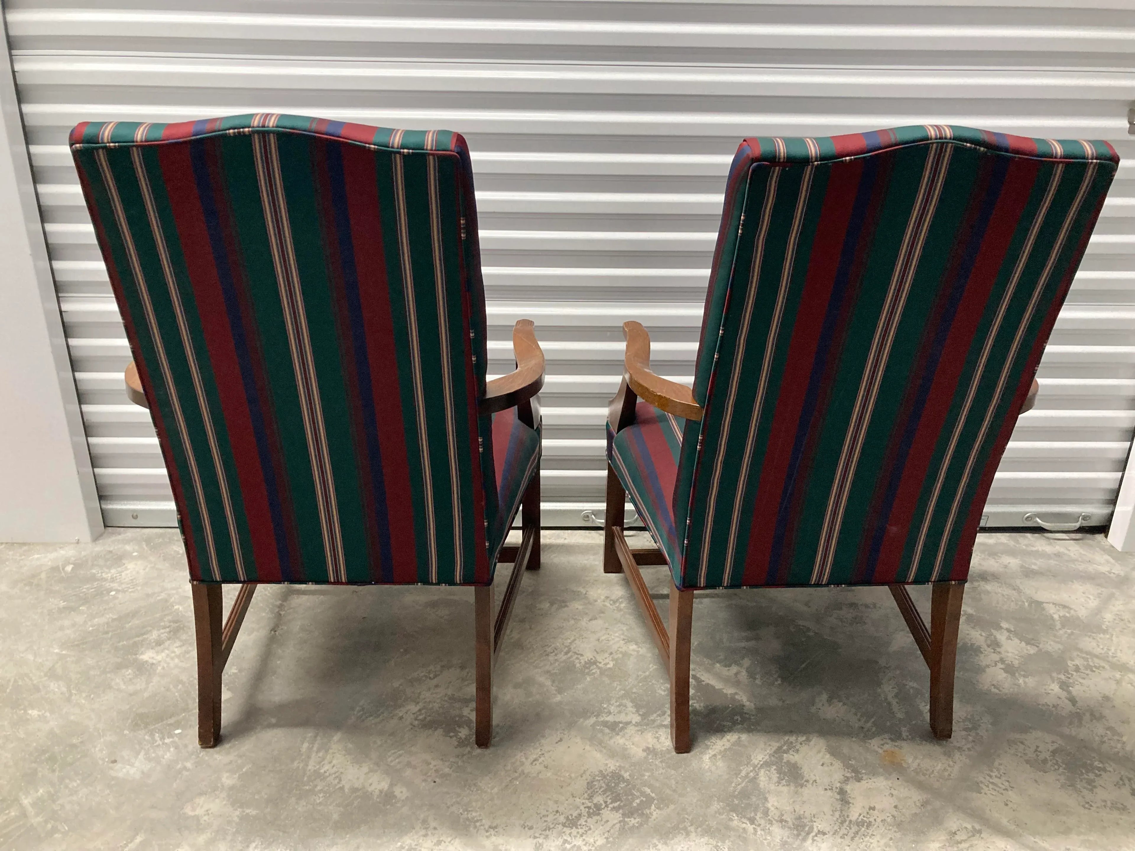 Mid 20th Century Hepplewhite Style Lolling or Library Chairs by Hickory Chair Company - a Pair