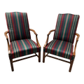 Mid 20th Century Hepplewhite Style Lolling or Library Chairs by Hickory Chair Company - a Pair