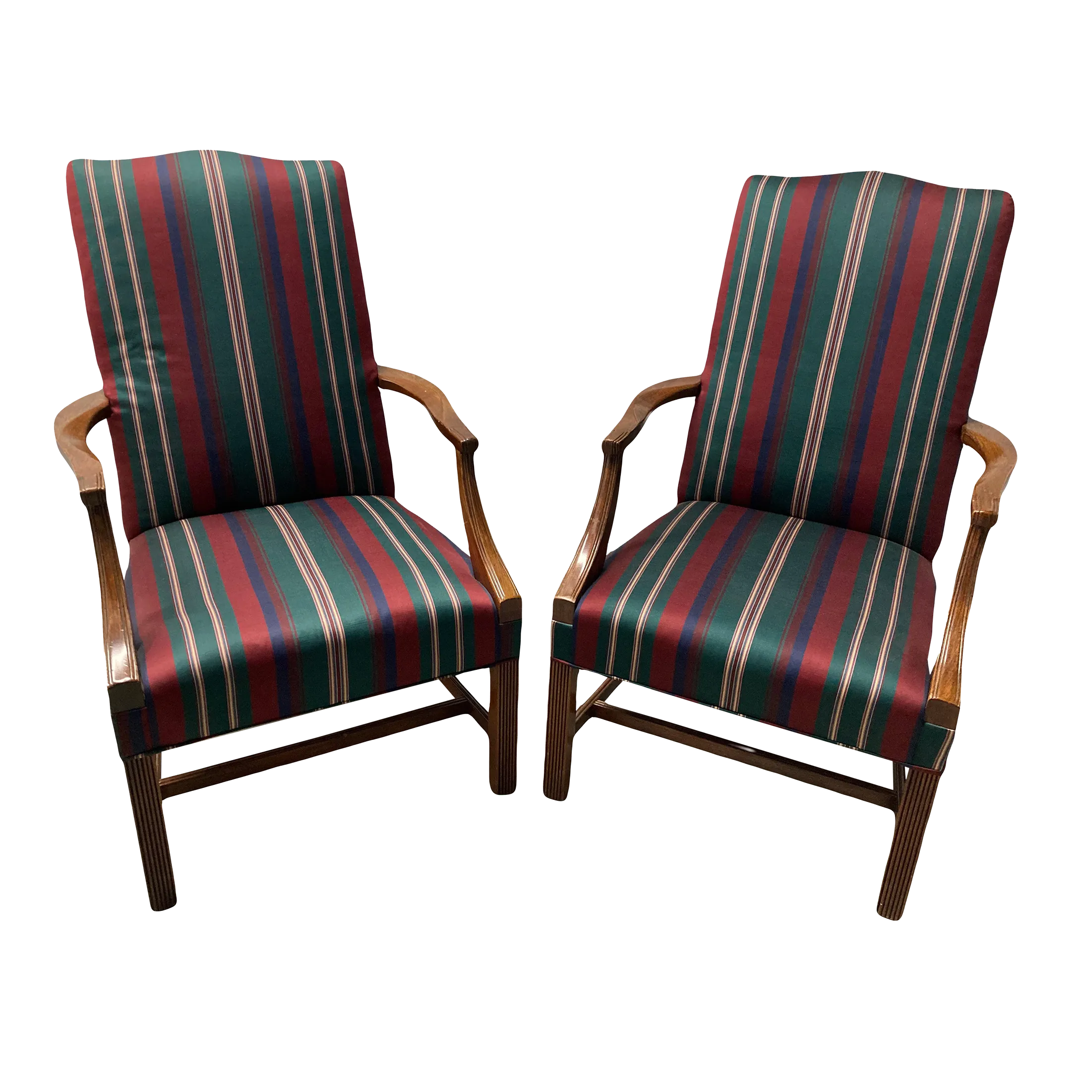 Mid 20th Century Hepplewhite Style Lolling or Library Chairs by Hickory Chair Company - a Pair