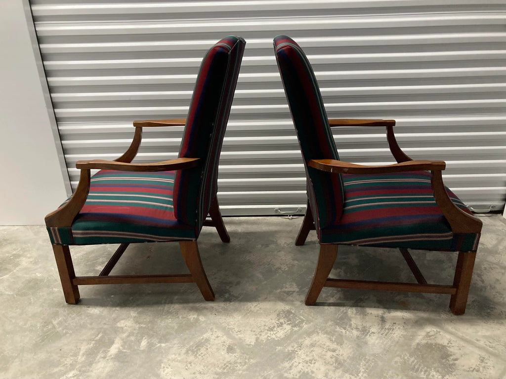 Mid 20th Century Hepplewhite Style Lolling or Library Chairs by Hickory Chair Company - a Pair