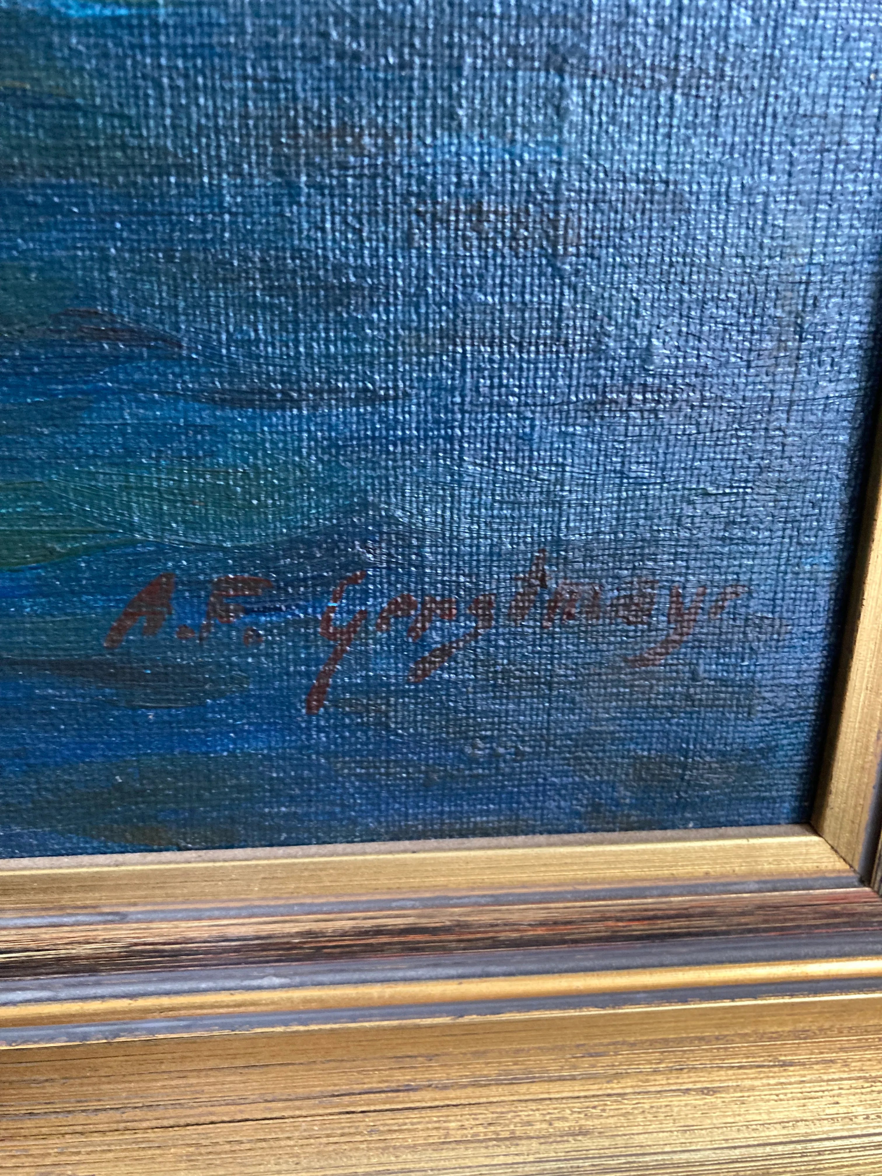 Mid-20th Century Impressionist Maritime Oil Painting by Alfred F. Gerstmayr, Framed