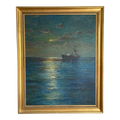 Mid-20th Century Impressionist Maritime Oil Painting by Alfred F. Gerstmayr, Framed