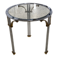 Mid-20th Century Italian Chrome and Brass Regency Side Table With Inset Glass Top After Maison Jansen