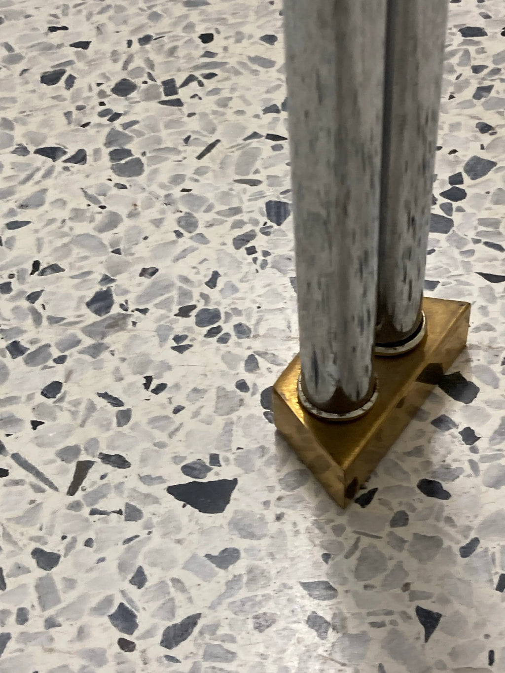 Mid-20th Century Italian Chrome and Brass Regency Side Table With Inset Glass Top After Maison Jansen