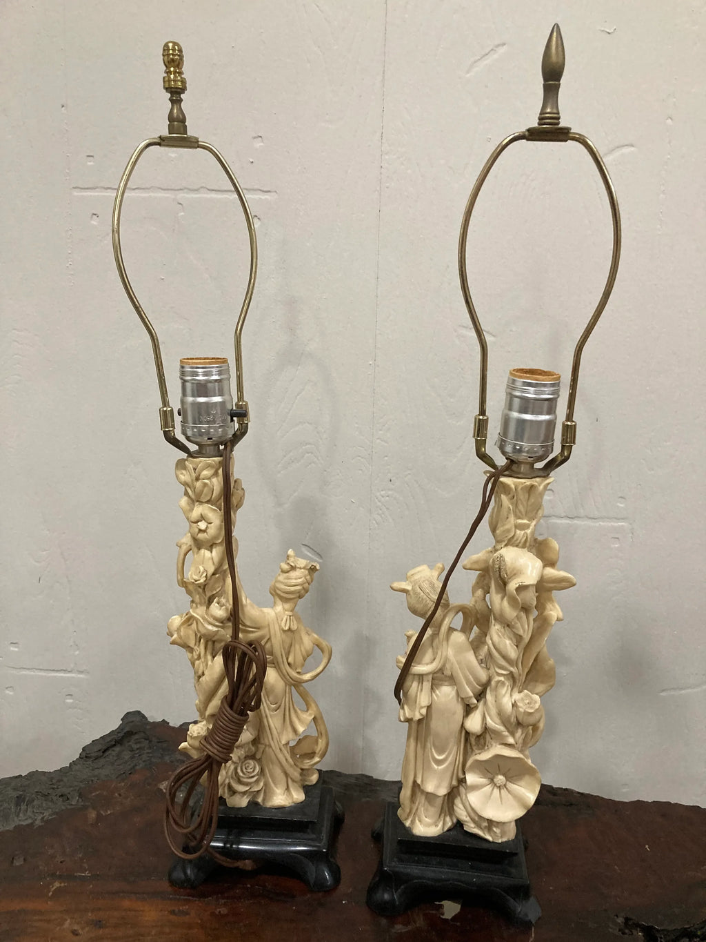 Mid-20th Century Japonisme Figural Geisha Lamps by A. Santini, Italy - a Pair
