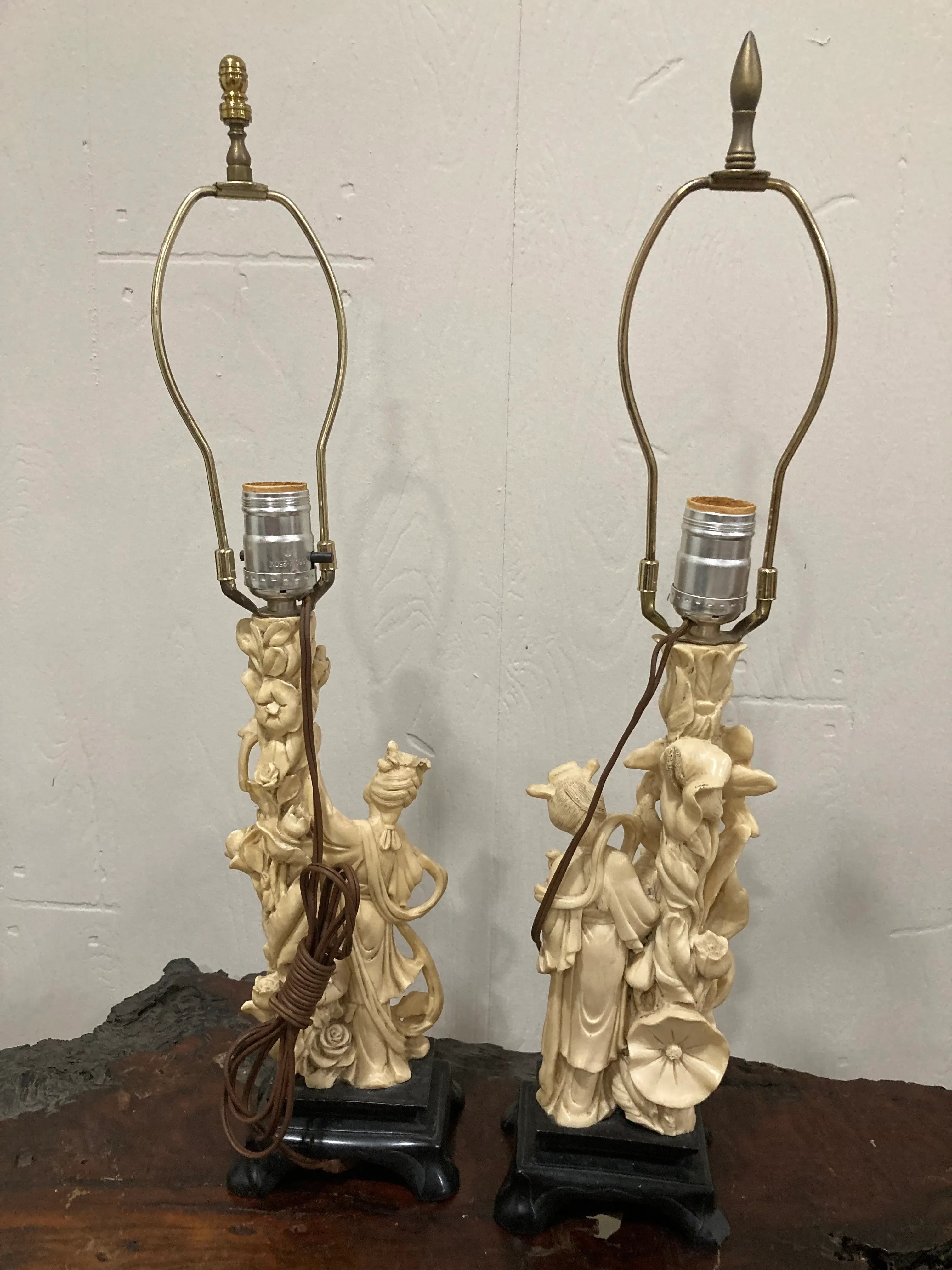 Mid-20th Century Japonisme Figural Geisha Lamps by A. Santini, Italy - a Pair