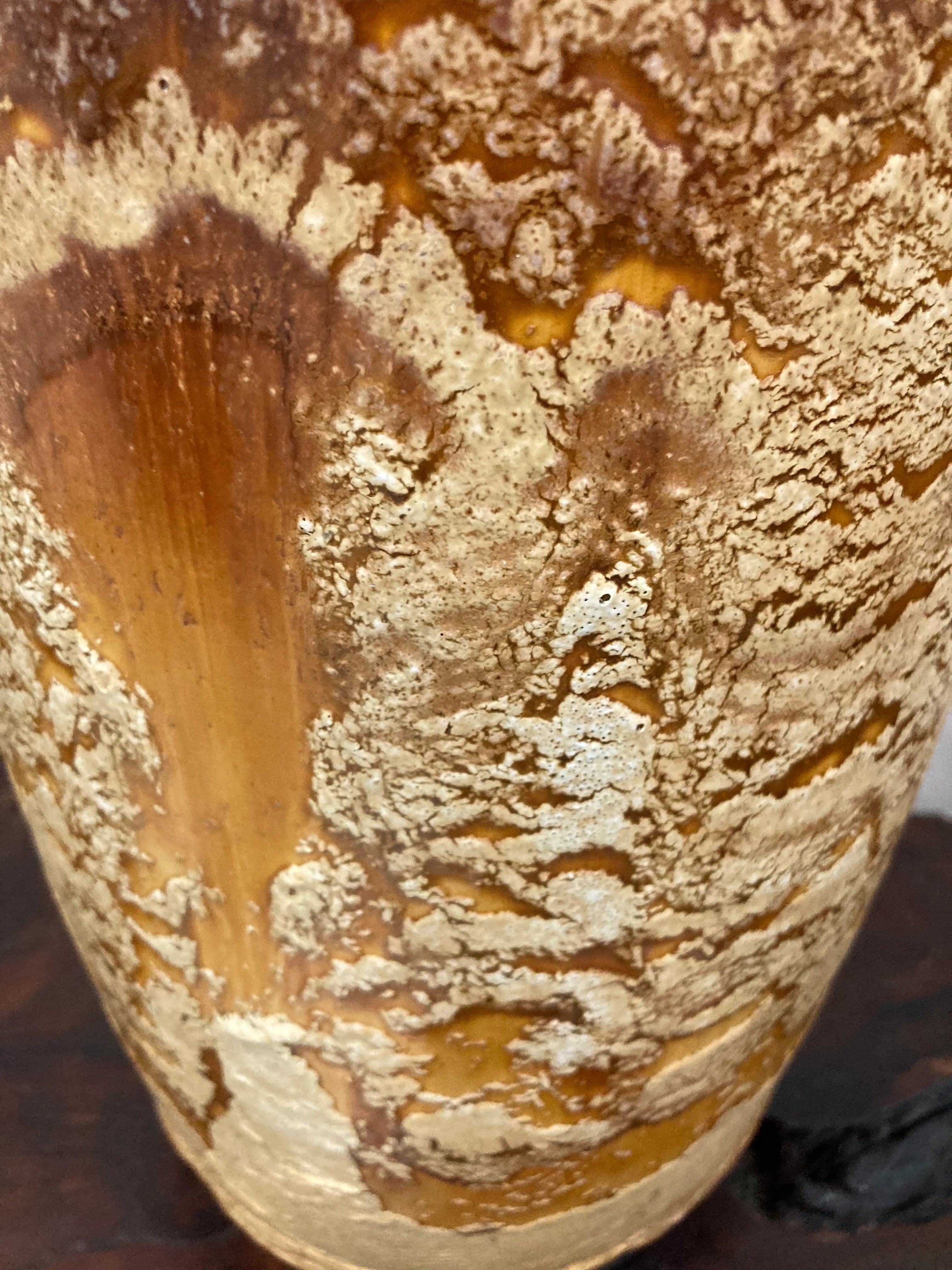 Mid-20th Century Large Flat Lava Vase by Scheurich Keramik, West Germany