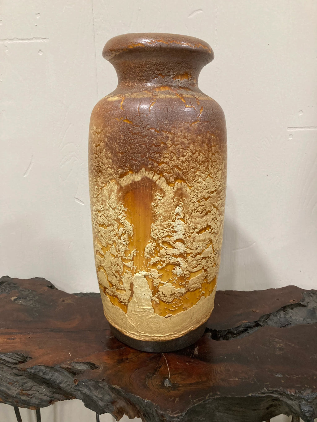 Mid-20th Century Large Flat Lava Vase by Scheurich Keramik, West Germany
