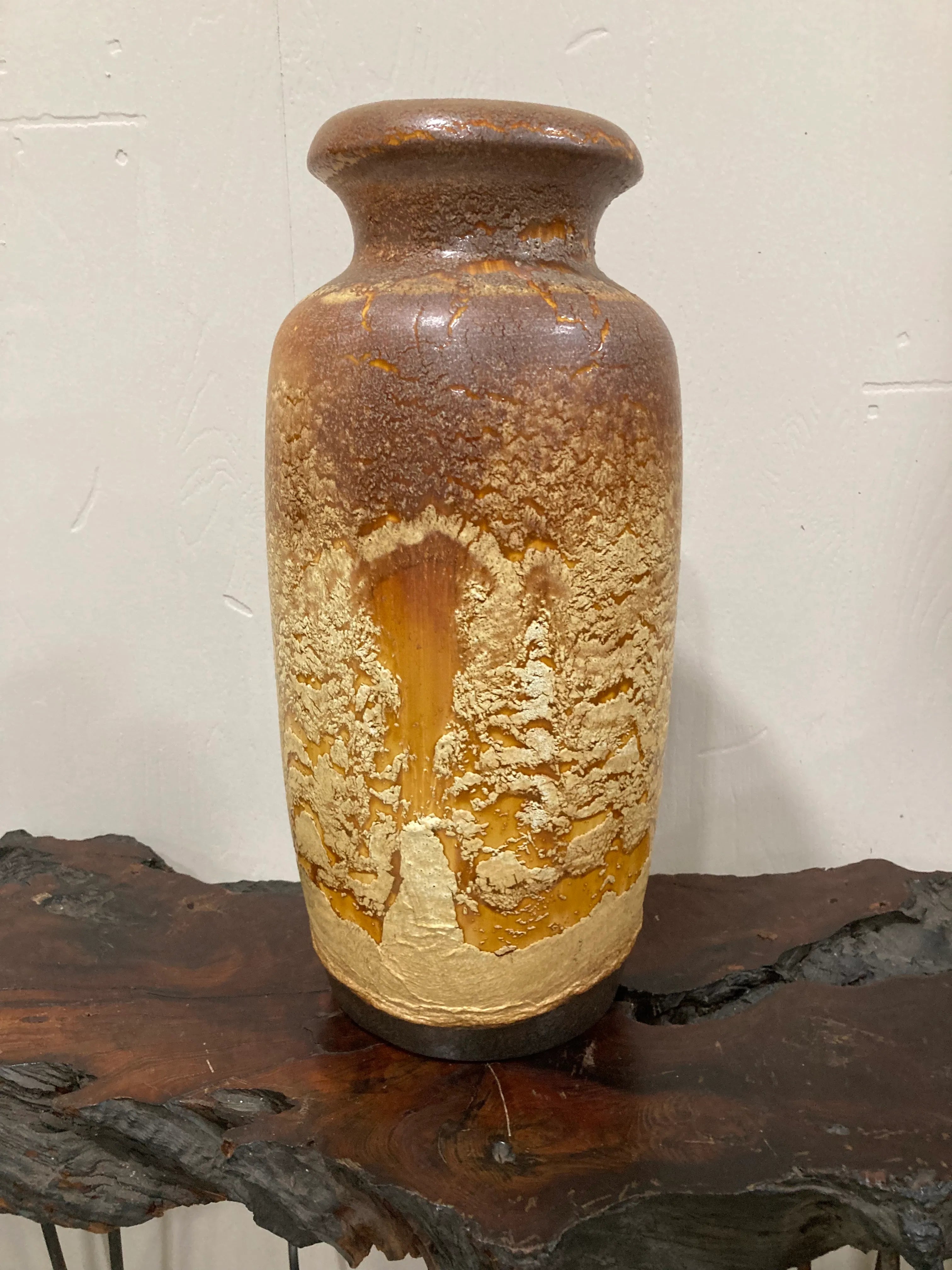 Mid-20th Century Large Flat Lava Vase by Scheurich Keramik, West Germany