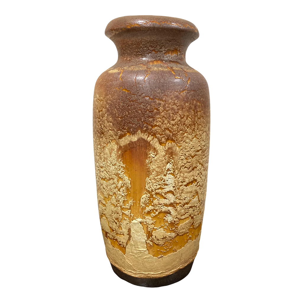 Mid-20th Century Large Flat Lava Vase by Scheurich Keramik, West Germany