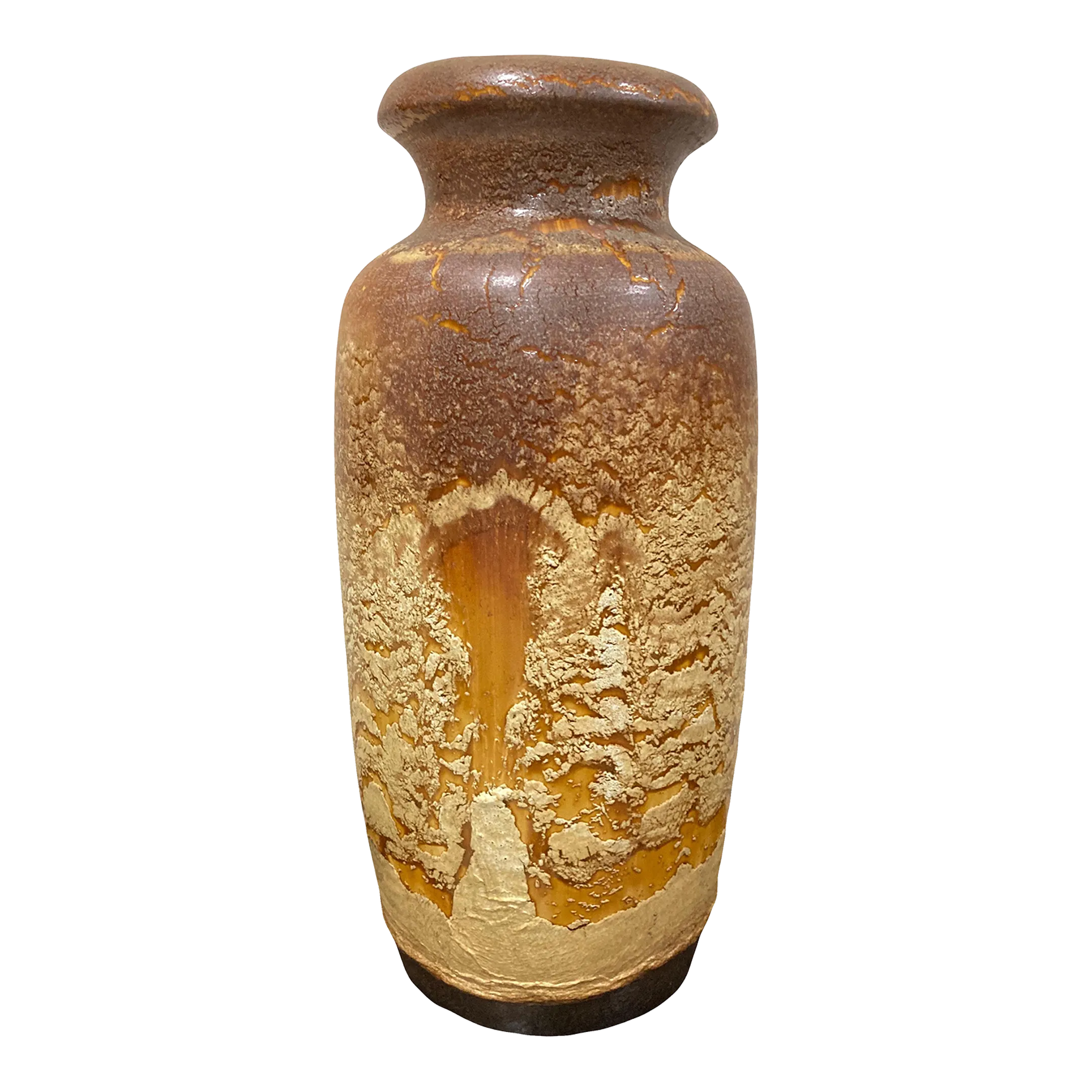 Mid-20th Century Large Flat Lava Vase by Scheurich Keramik, West Germany