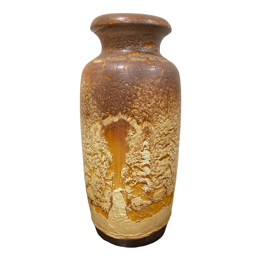 Mid-20th Century Large Flat Lava Vase by Scheurich Keramik, West Germany
