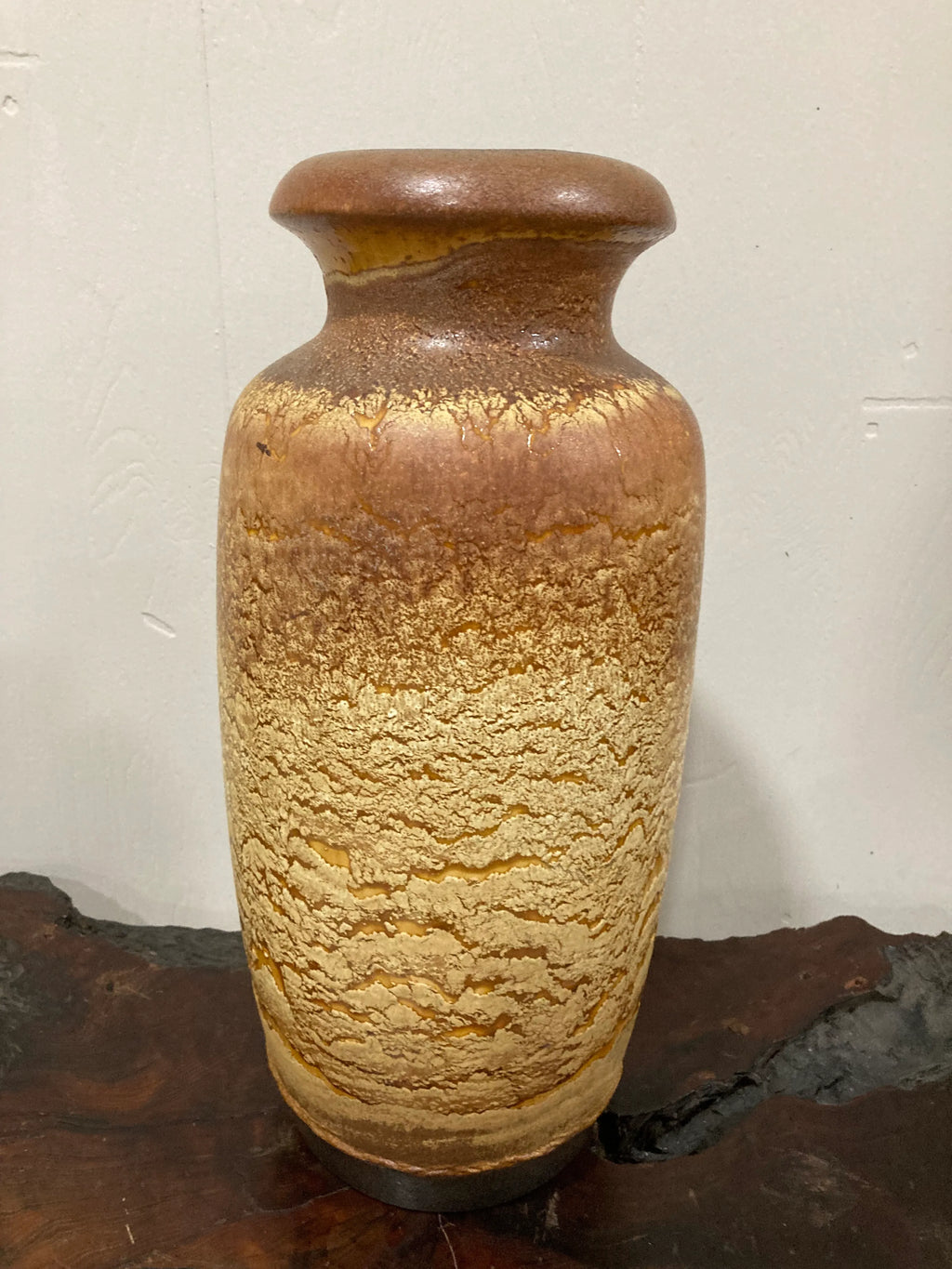 Mid-20th Century Large Flat Lava Vase by Scheurich Keramik, West Germany