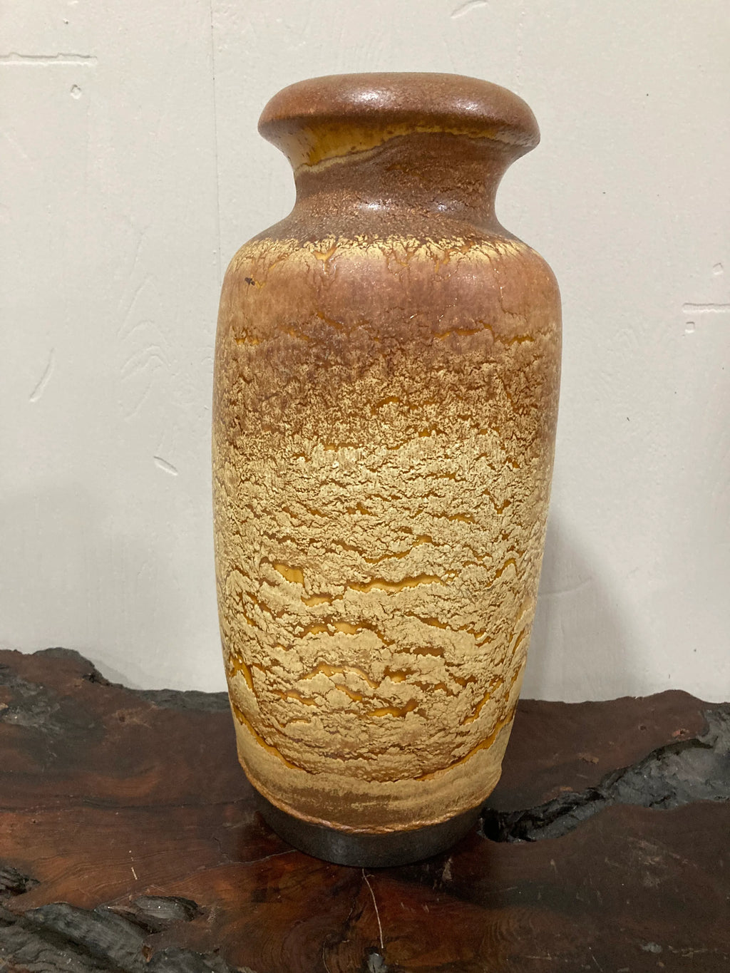 Mid-20th Century Large Flat Lava Vase by Scheurich Keramik, West Germany