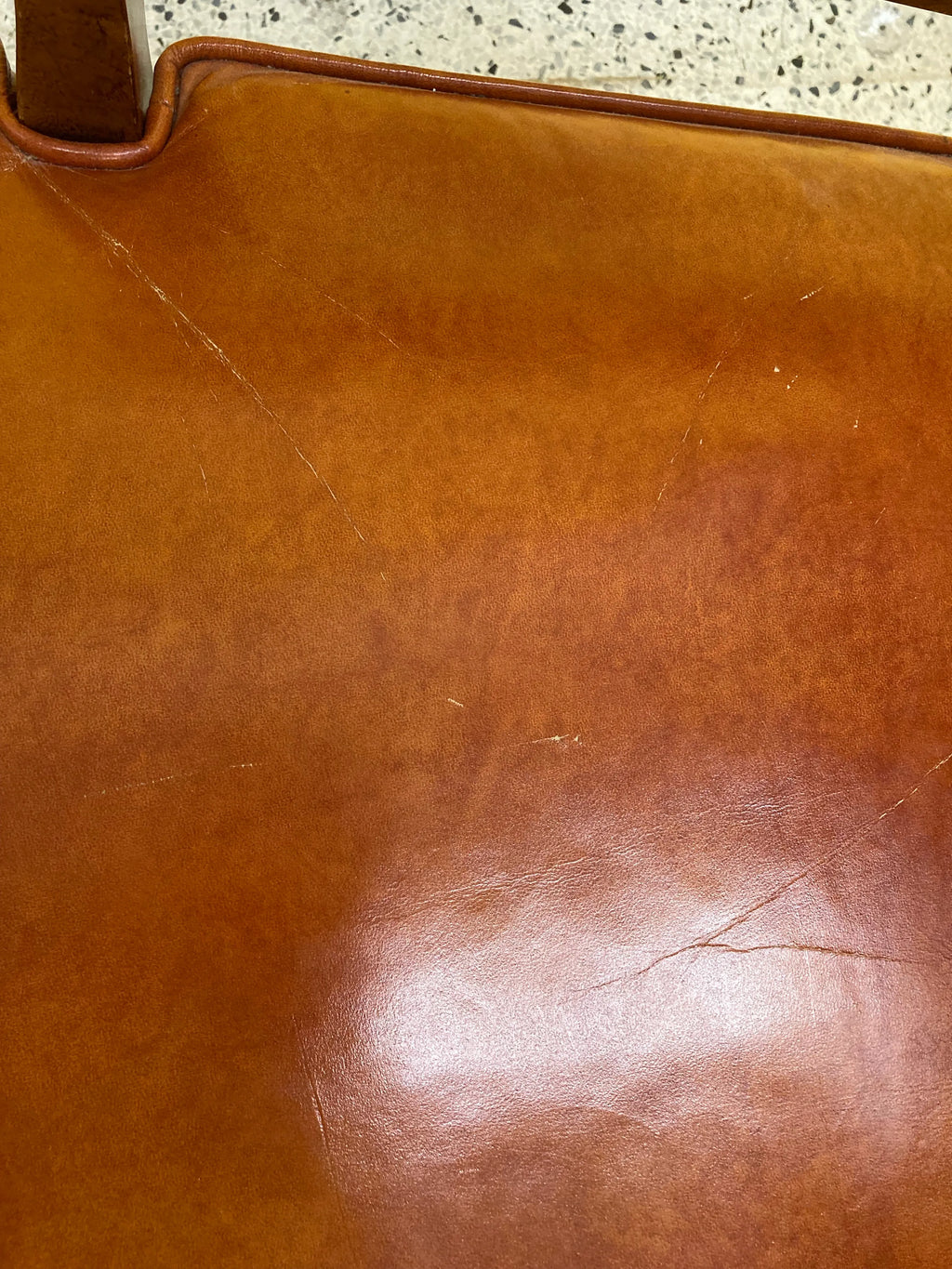 Mid-20th Century Library Armchair in Burnt Orange Leather With Nail Head Accents by Statesville Chair Company