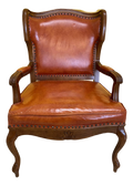 Mid-20th Century Library Armchair in Burnt Orange Leather With Nail Head Accents by Statesville Chair Company