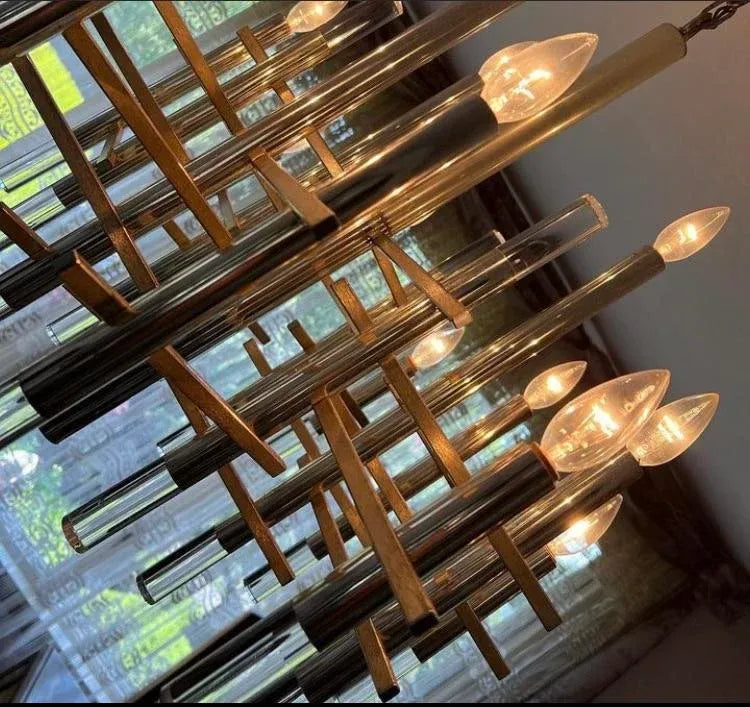Mid-20th Century Lucite and Chrome Chandelier by Gaetano Scliolari