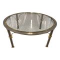Mid 20th Century Maison Jansen Style Chrome and Brass Round Coffee Table With Glass Top