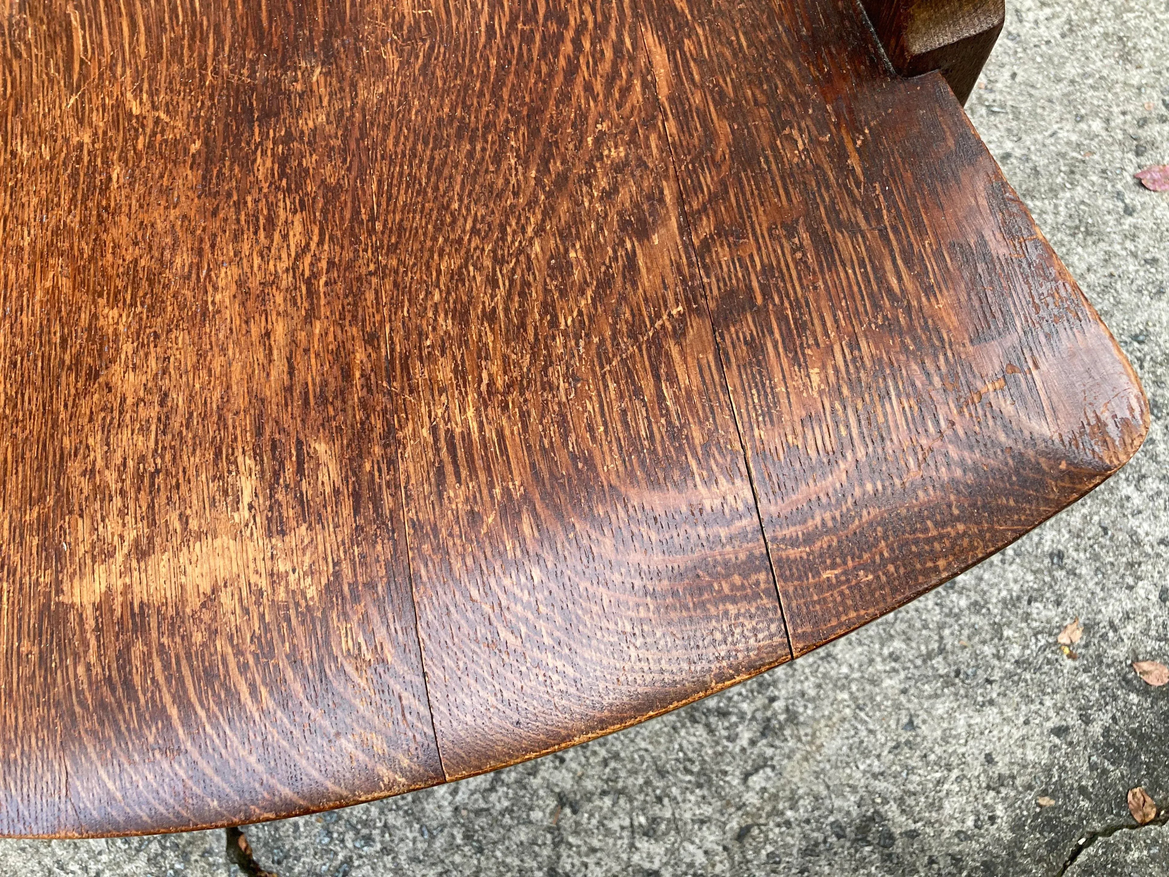 Mid-20th Century Marble and Shattuck Quartersawn Oak Library Armchairs - a Pair