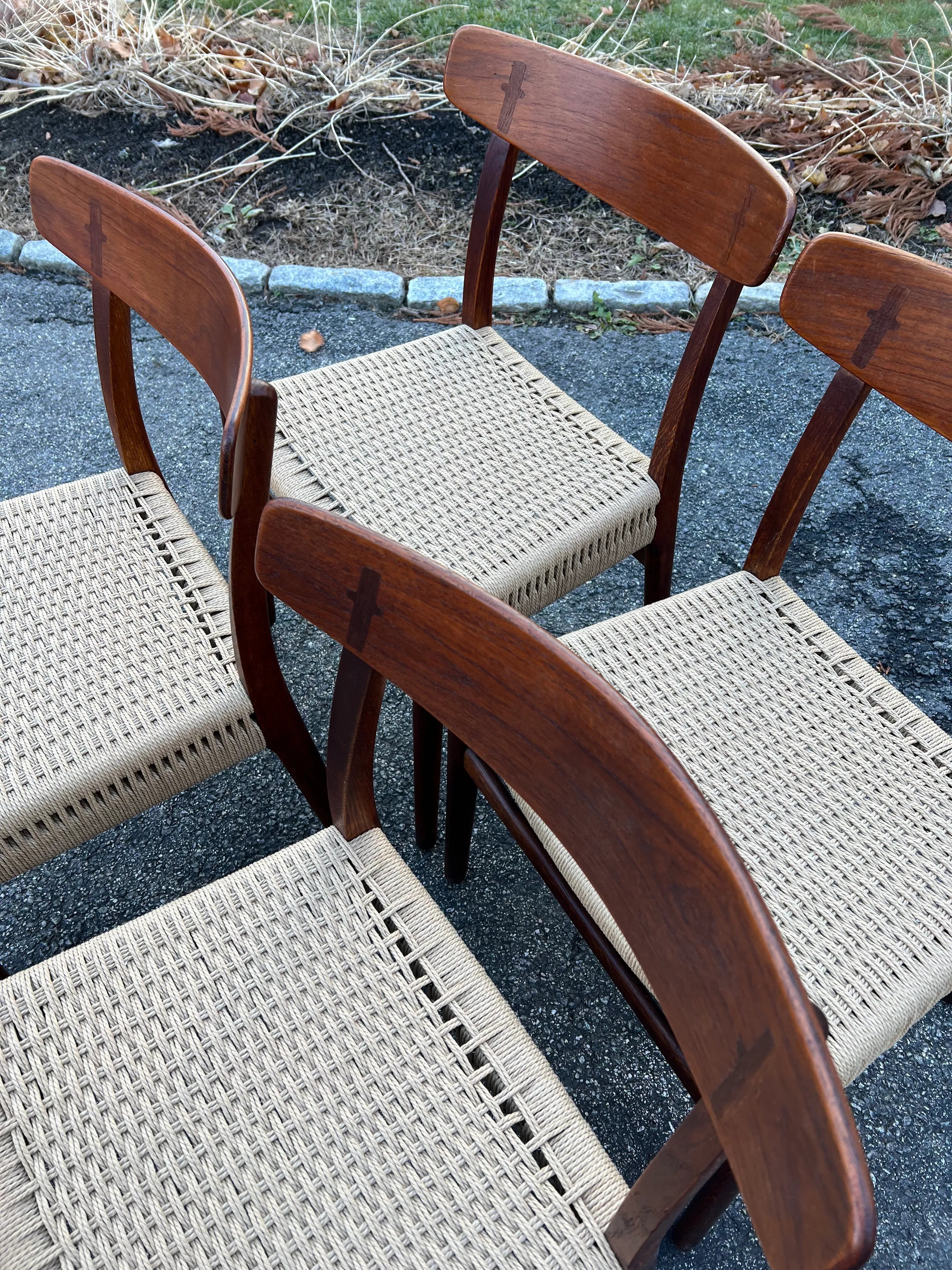 Mid-20th Century Model Ch-23 Teak and Oak Dining Chairs by Hans Wegner for Carl Hanson and Son, Denmark - Set of Six