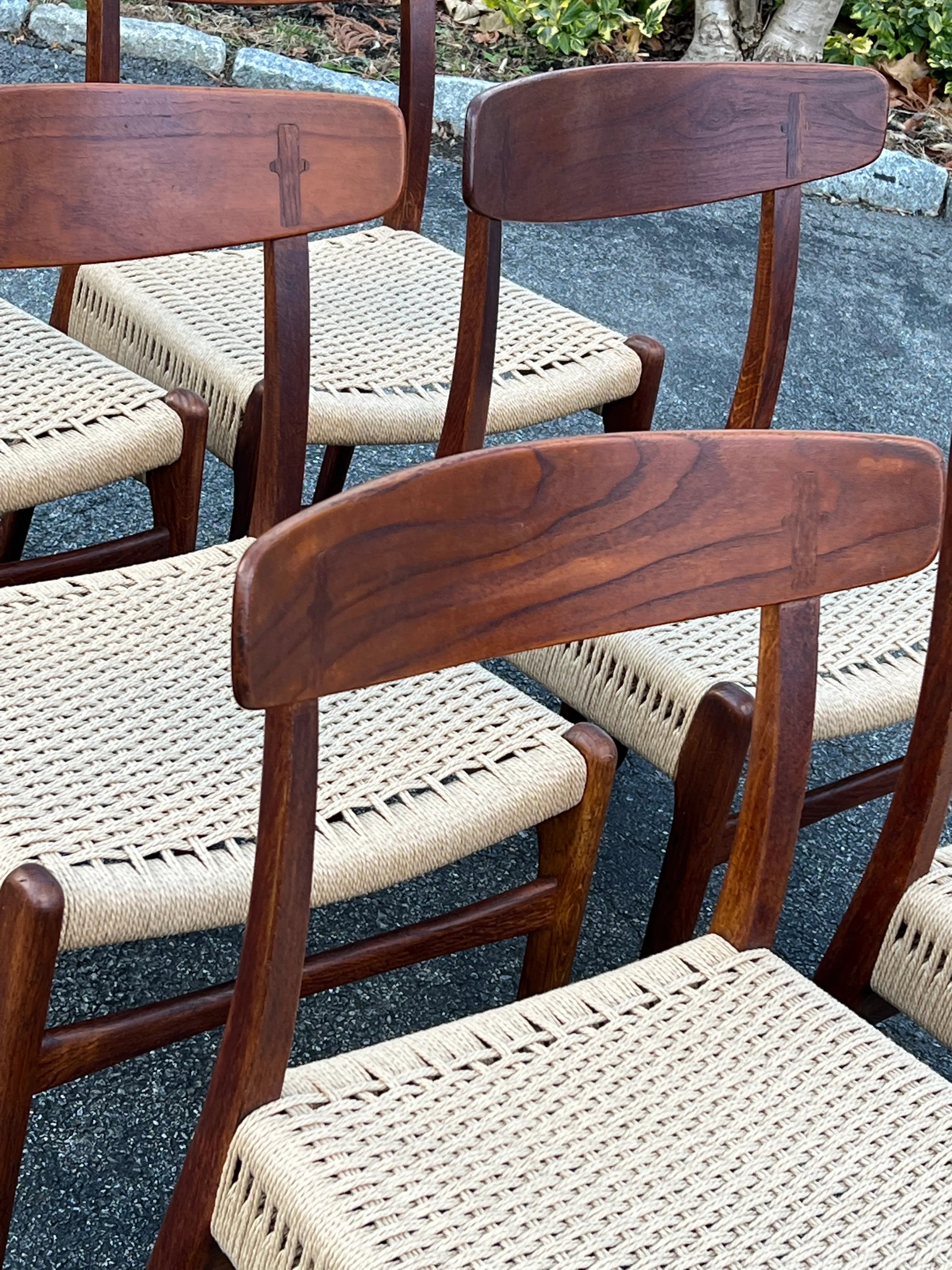 Mid-20th Century Model Ch-23 Teak and Oak Dining Chairs by Hans Wegner for Carl Hanson and Son, Denmark - Set of Six