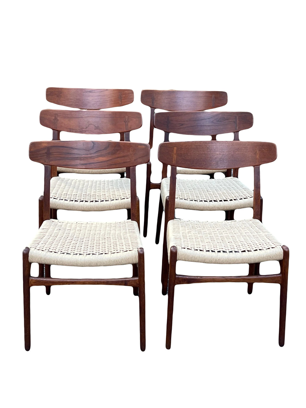 Mid-20th Century Model Ch-23 Teak and Oak Dining Chairs by Hans Wegner for Carl Hanson and Son, Denmark - Set of Six