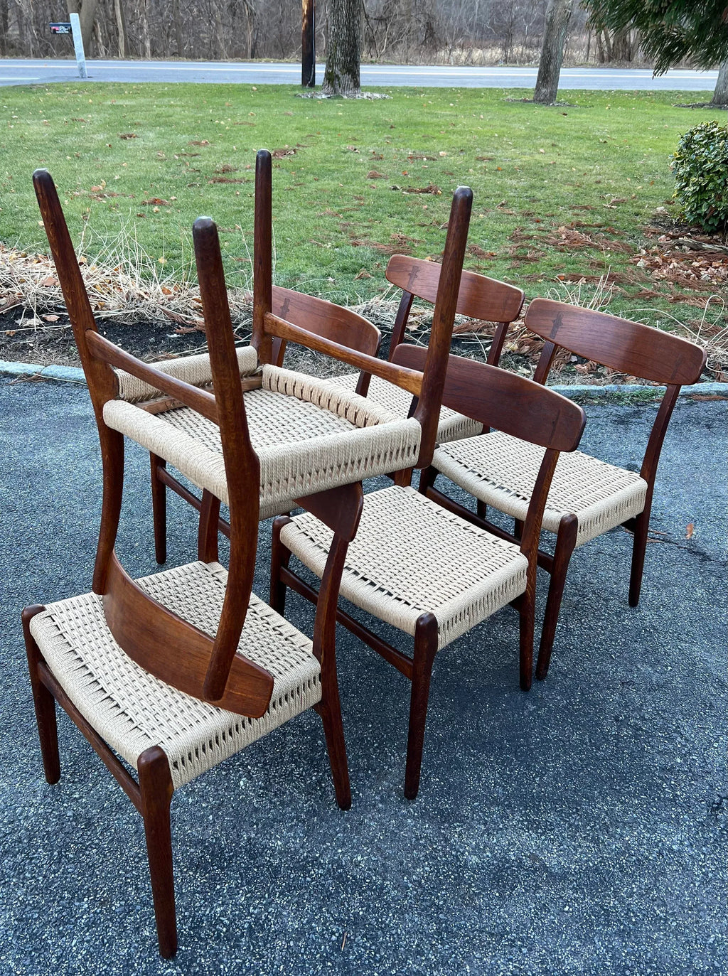 Mid-20th Century Model Ch-23 Teak and Oak Dining Chairs by Hans Wegner for Carl Hanson and Son, Denmark - Set of Six