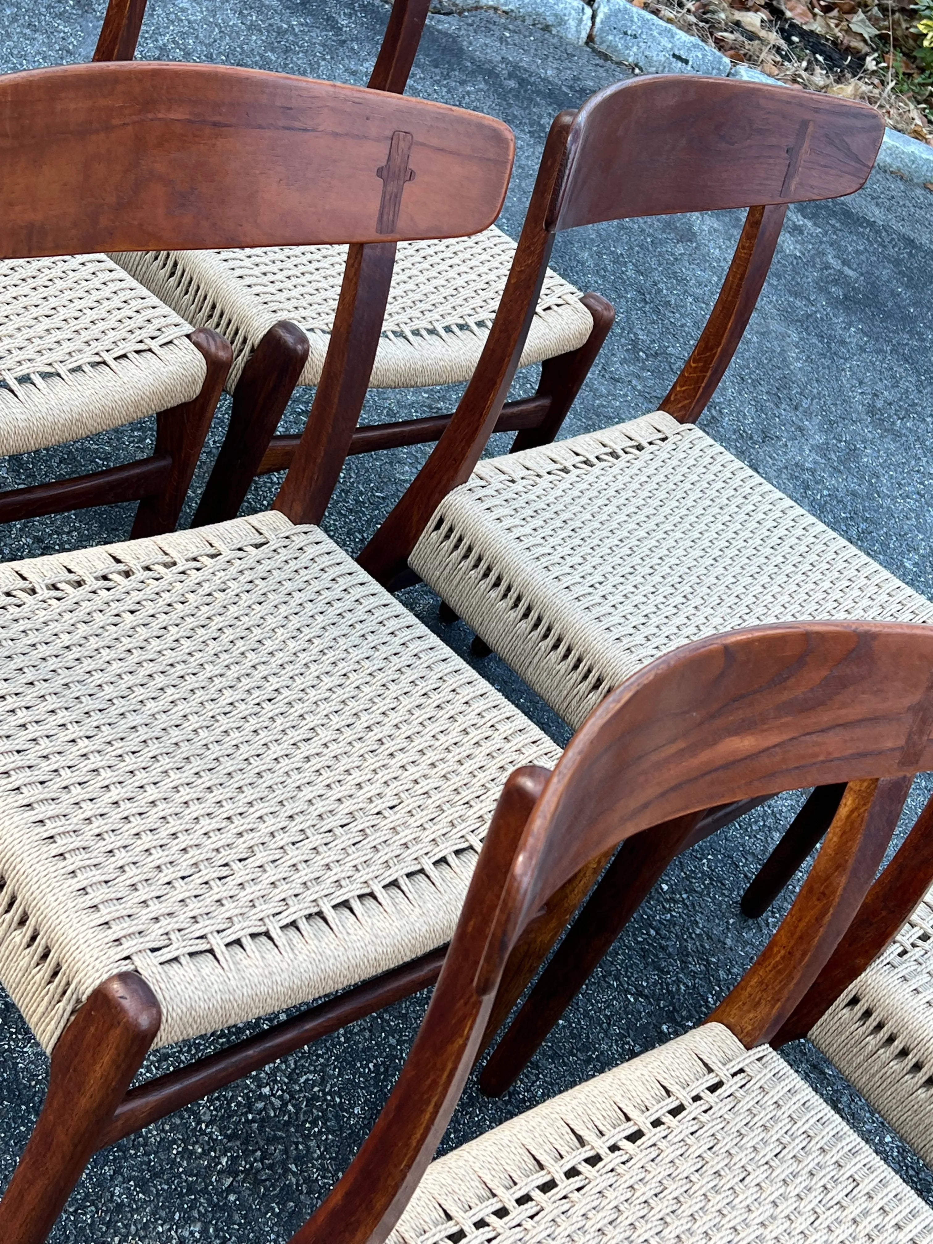 Mid-20th Century Model Ch-23 Teak and Oak Dining Chairs by Hans Wegner for Carl Hanson and Son, Denmark - Set of Six