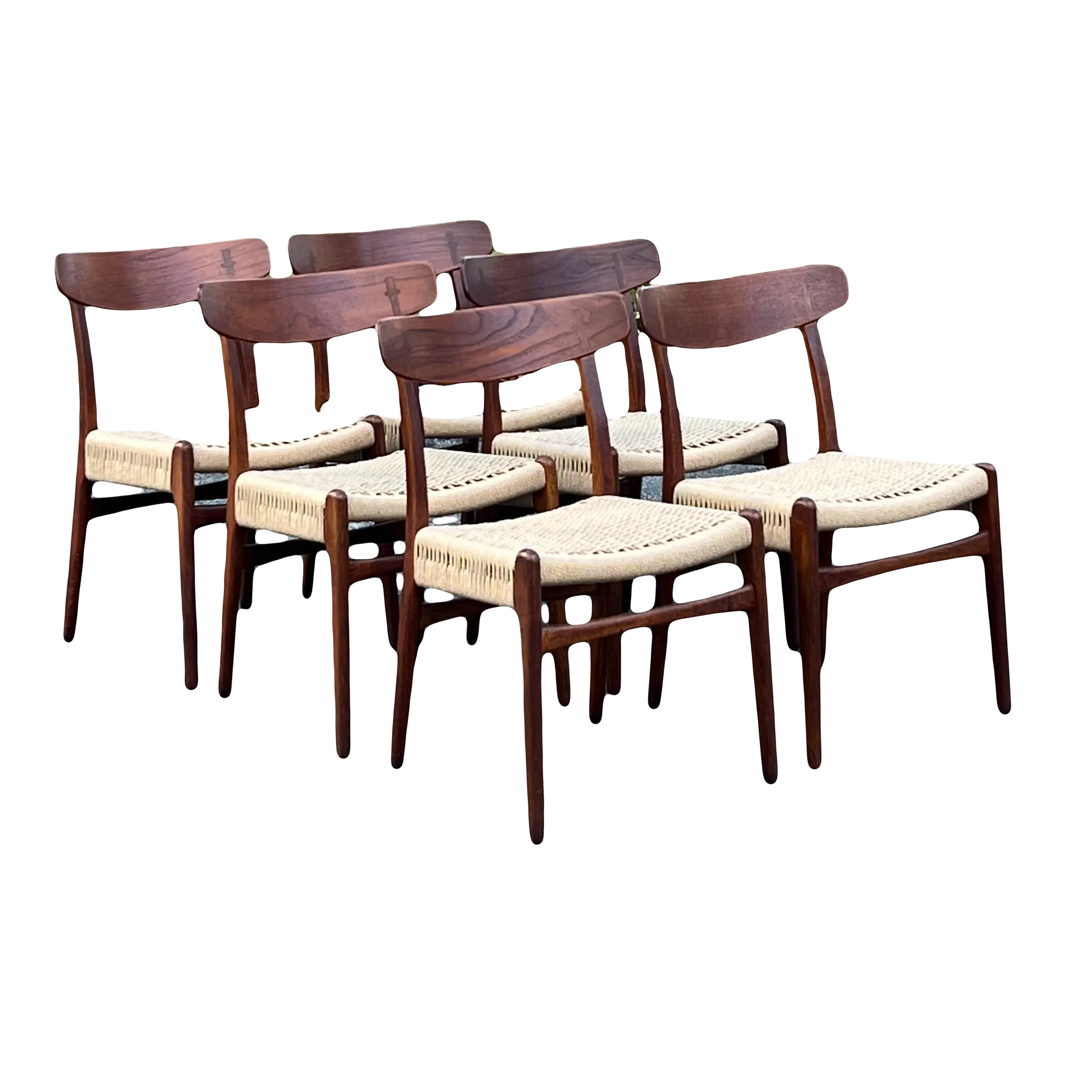 Mid-20th Century Model Ch-23 Teak and Oak Dining Chairs by Hans Wegner for Carl Hanson and Son, Denmark - Set of Six