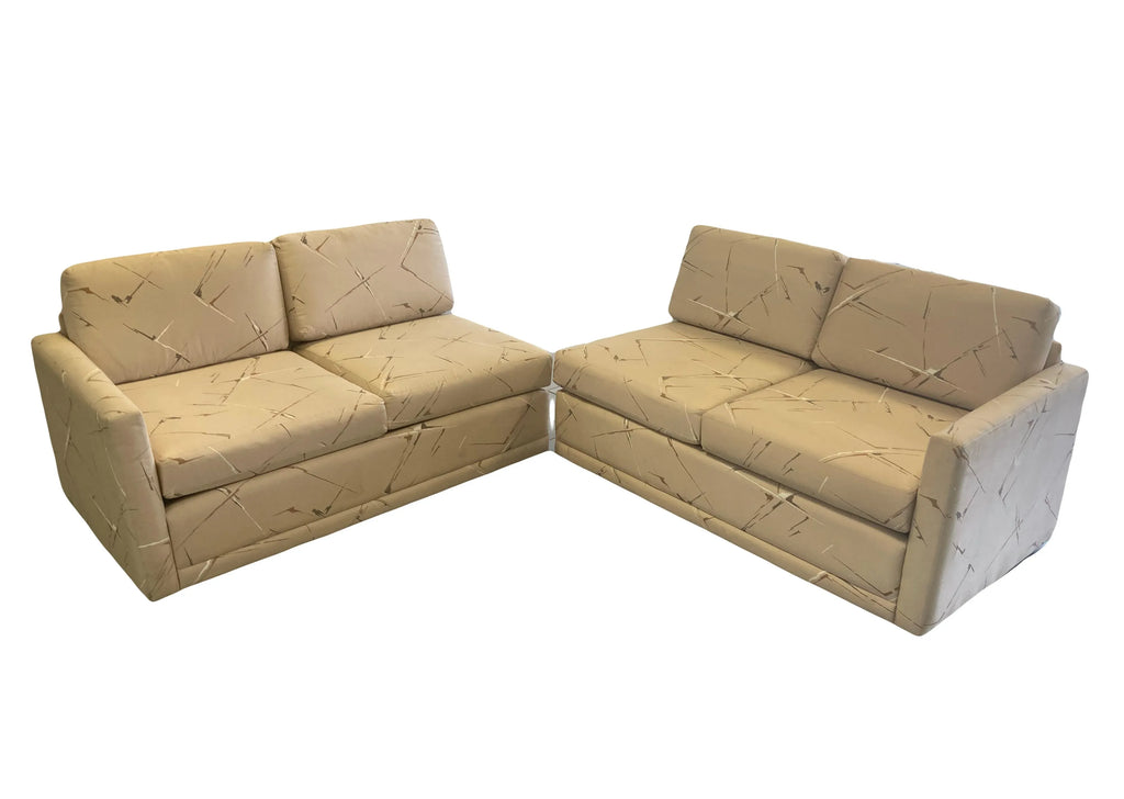 Mid-20th Century Modular Two-Piece Sectional Tuxedo Sofa in Original Silk Abstract Print Fabric for Bambergers of New Jersey - After Harvey Probber