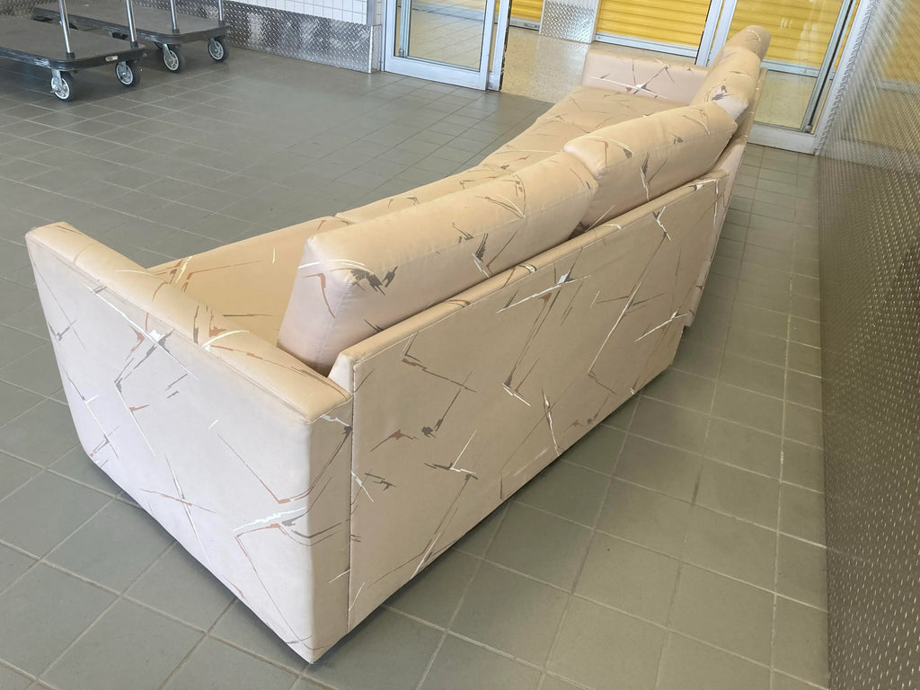 Mid-20th Century Modular Two-Piece Sectional Tuxedo Sofa in Original Silk Abstract Print Fabric for Bambergers of New Jersey - After Harvey Probber