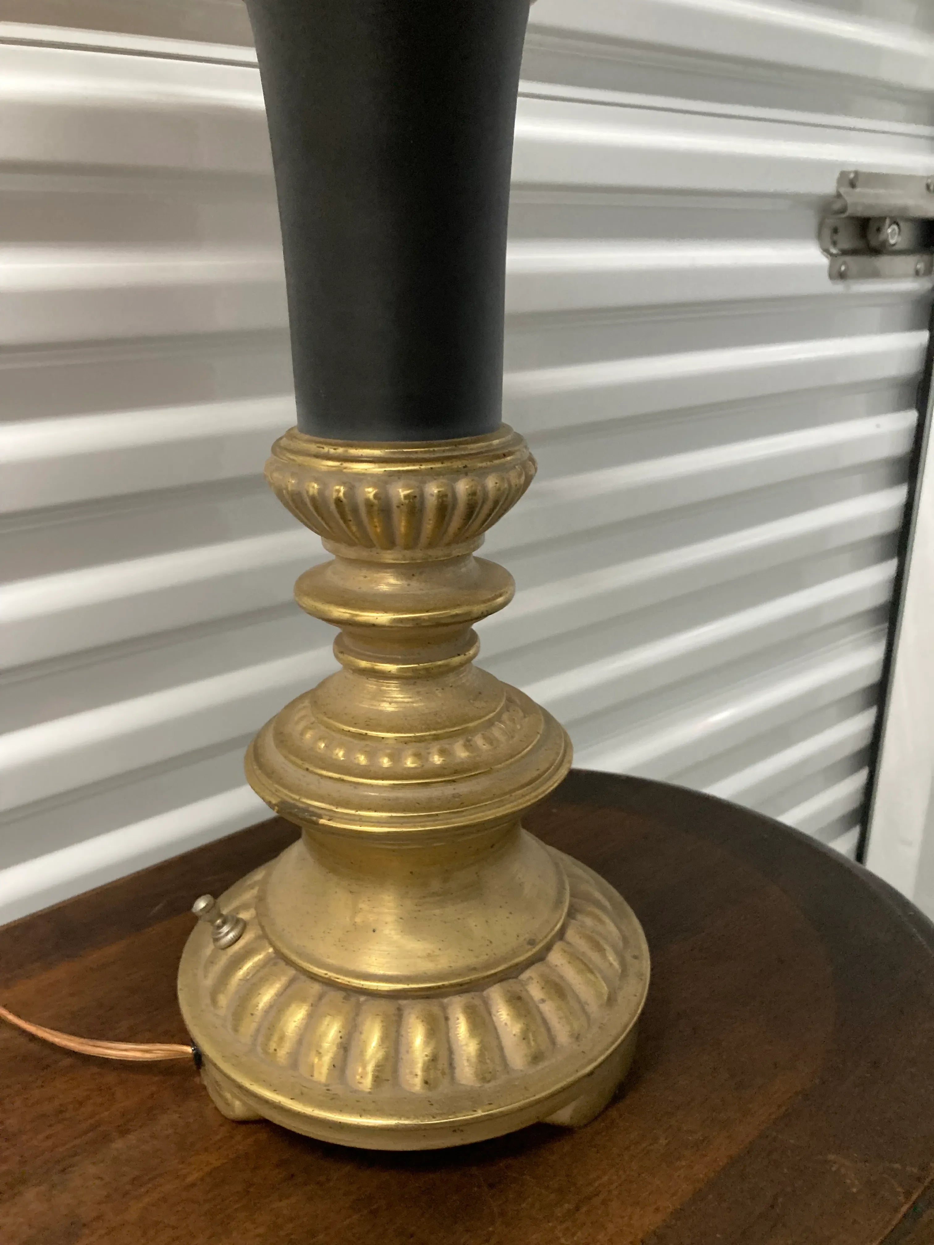 Mid-20th Century Neoclassical Brass and Black Lamps by Rembrandt - a Pair