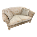 Mid-20th Century Parsons Style Loveseat in Gold Brocade Fabric