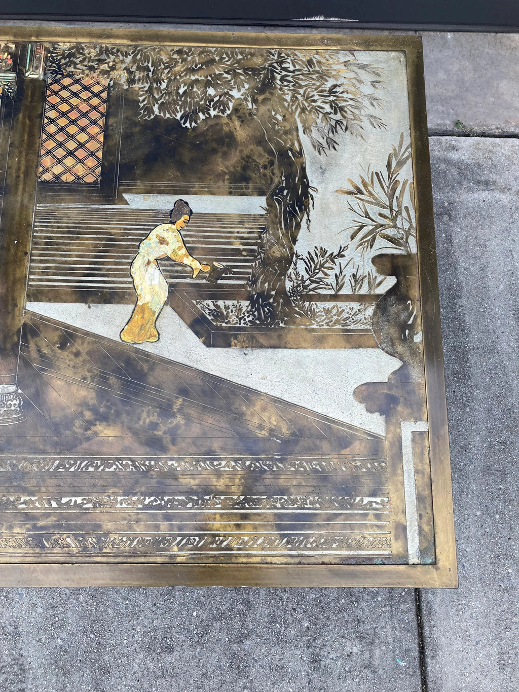 Mid 20th Century Philip and Kelvin LaVerne Chin Ying Bronze Coffee Table With Reverse Ordered and Misspelled Signature