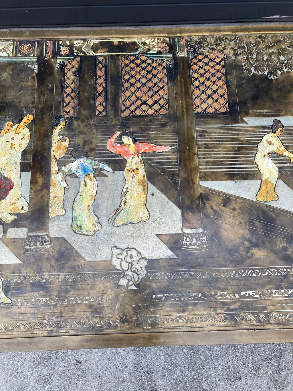 Mid 20th Century Philip and Kelvin LaVerne Chin Ying Bronze Coffee Table With Reverse Ordered and Misspelled Signature