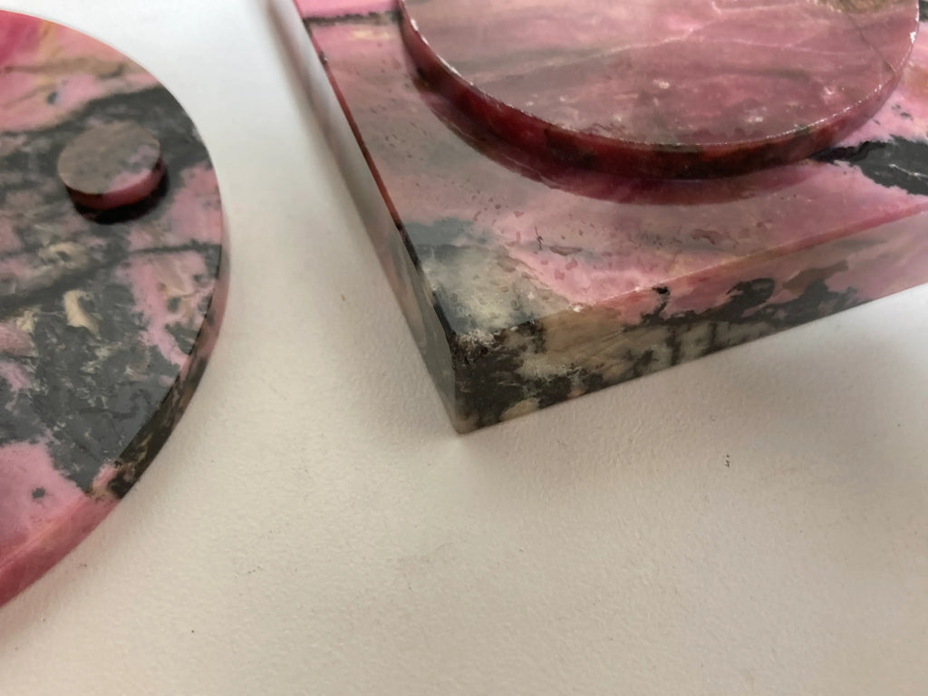 Mid-20th Century Pink Rhodonite Trinket or Jewelry Boxes - a Pair