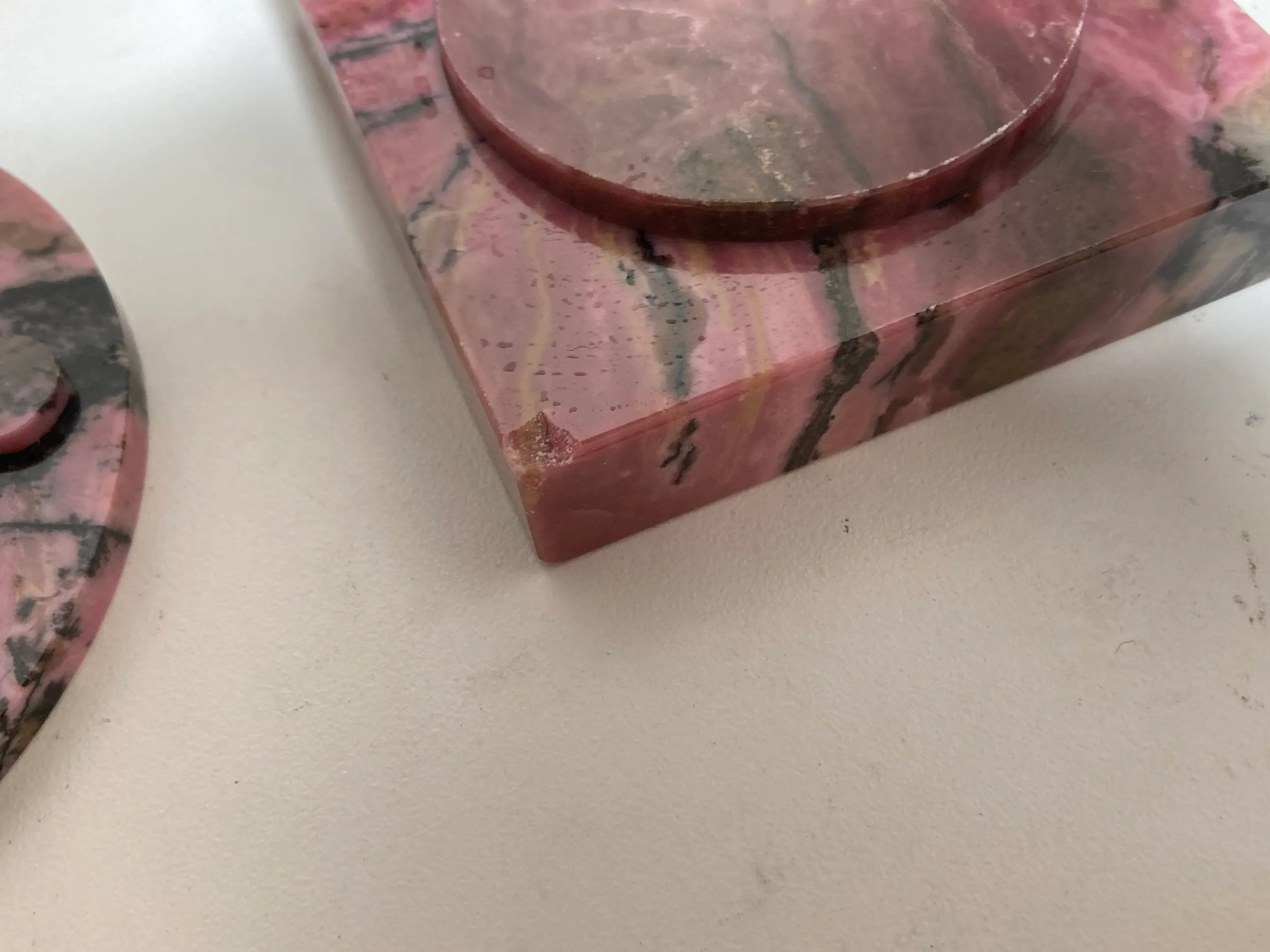 Mid-20th Century Pink Rhodonite Trinket or Jewelry Boxes - a Pair