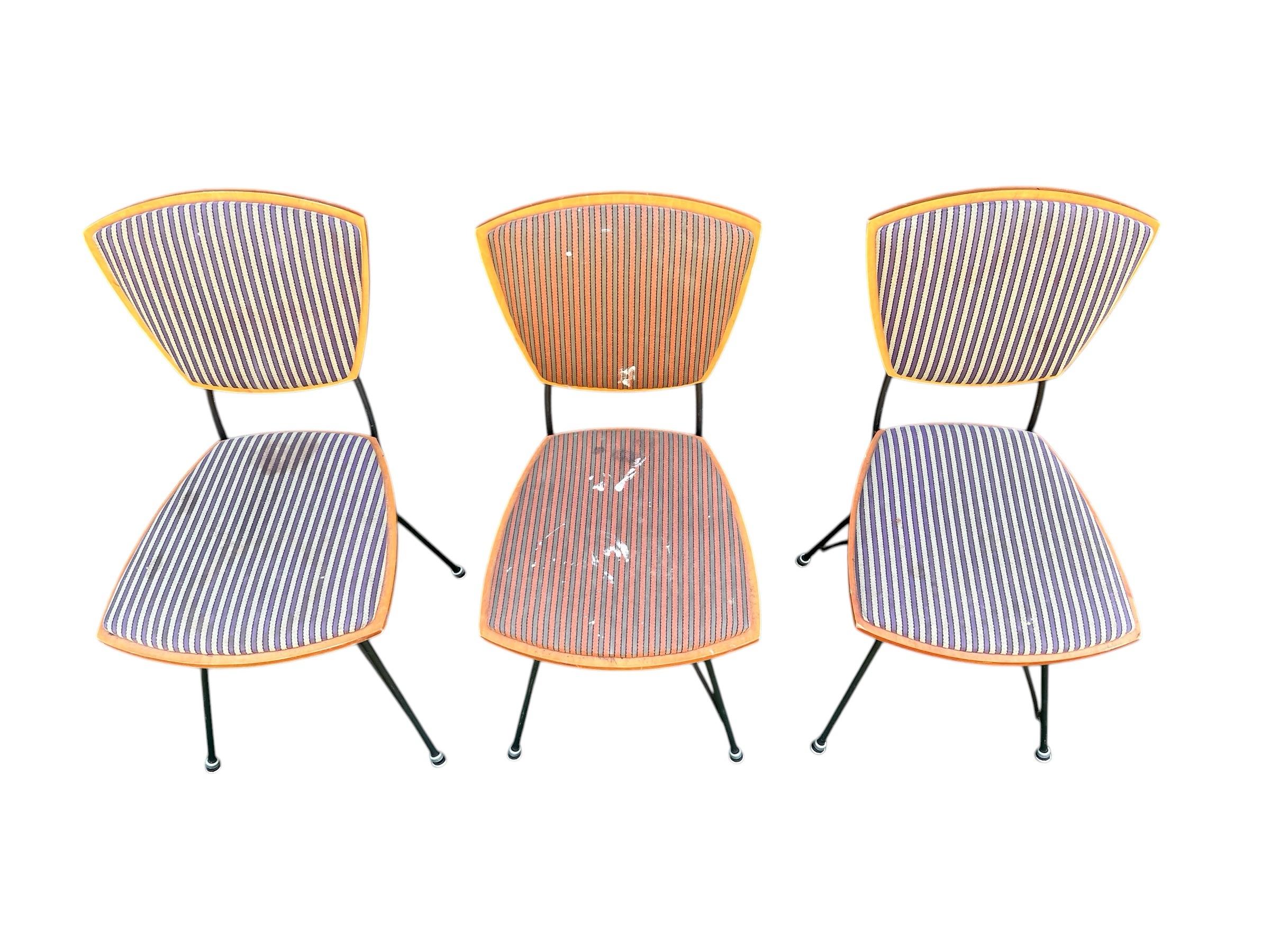 Mid-20th Century Plywood Chairs With Iron Frames