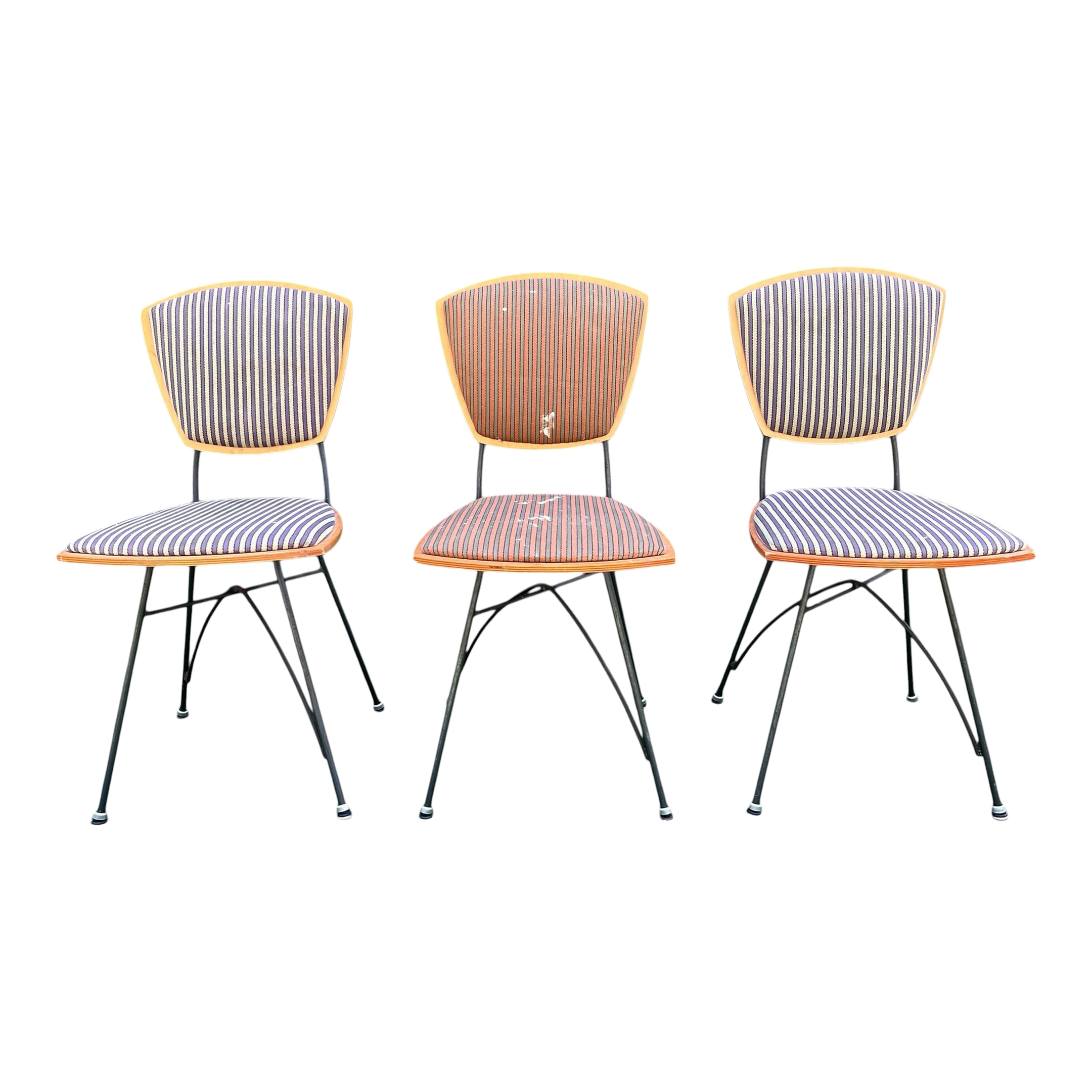 Mid-20th Century Plywood Chairs With Iron Frames