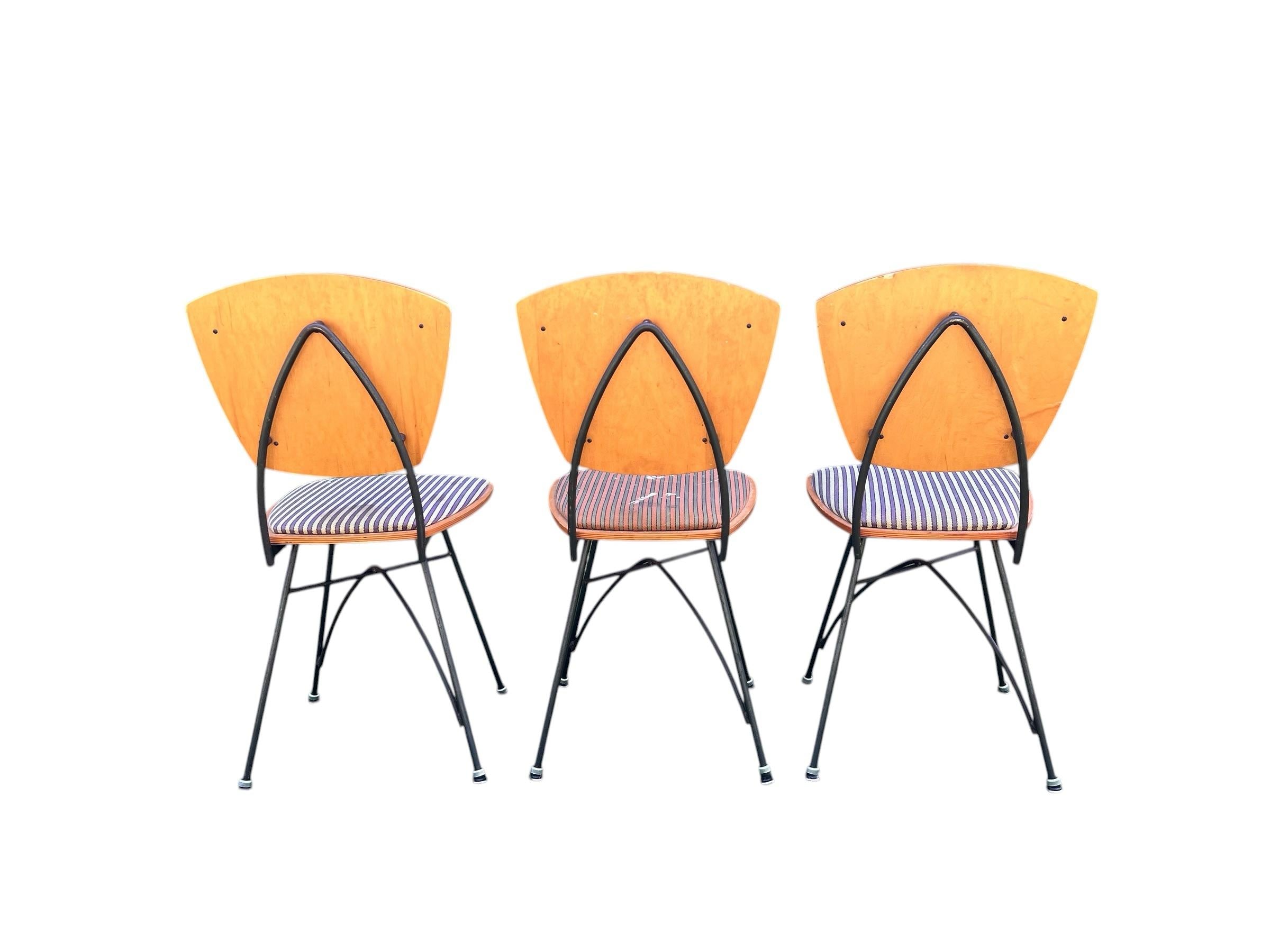 Mid-20th Century Plywood Chairs With Iron Frames