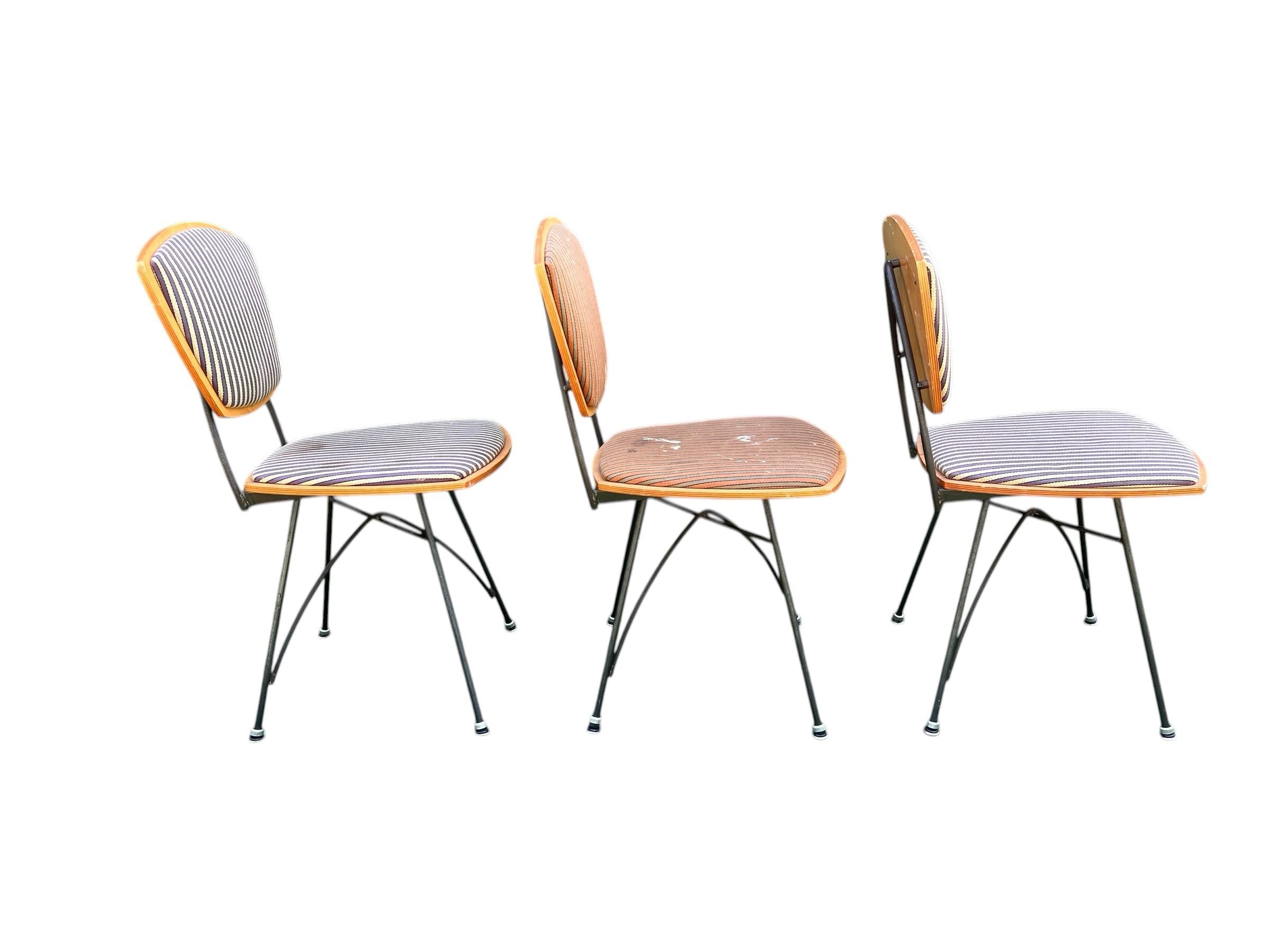 Mid-20th Century Plywood Chairs With Iron Frames
